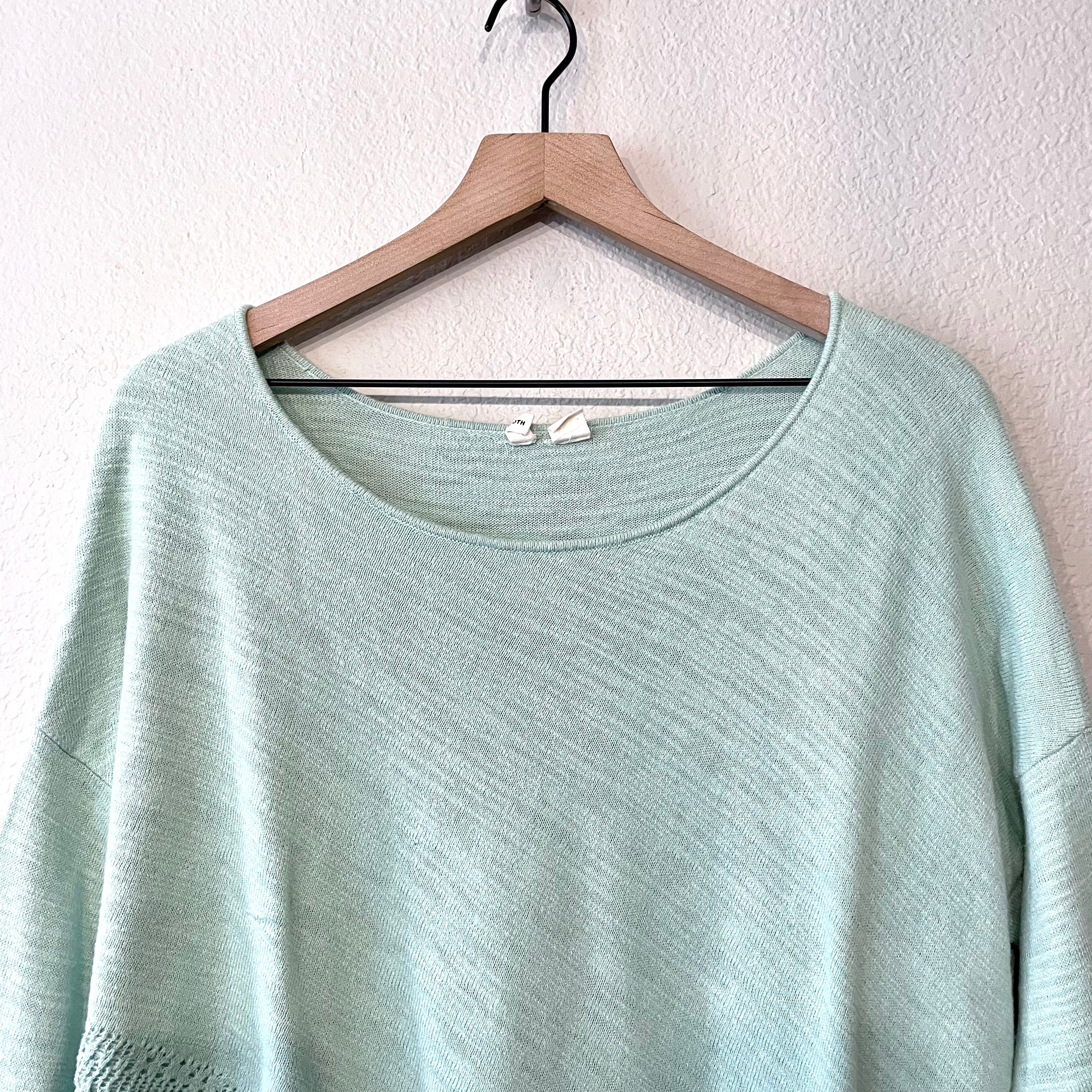 Pointelle Cross Front Hem Sweater