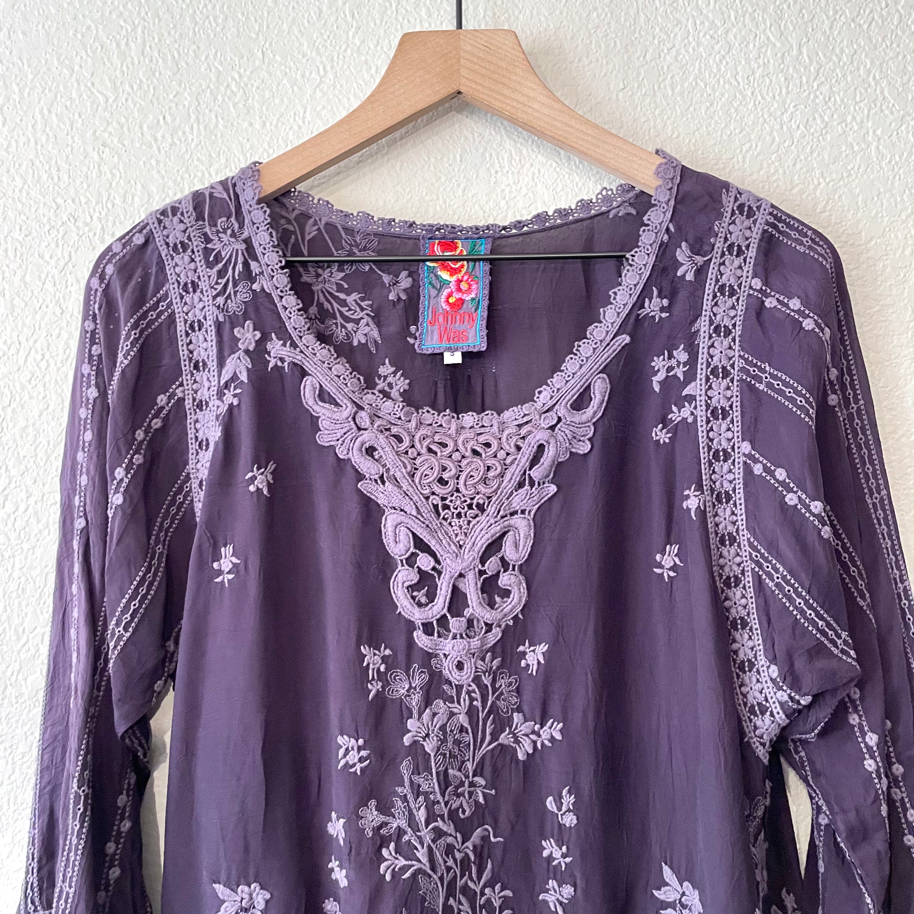 Crochet Trim Embroidered Tunic