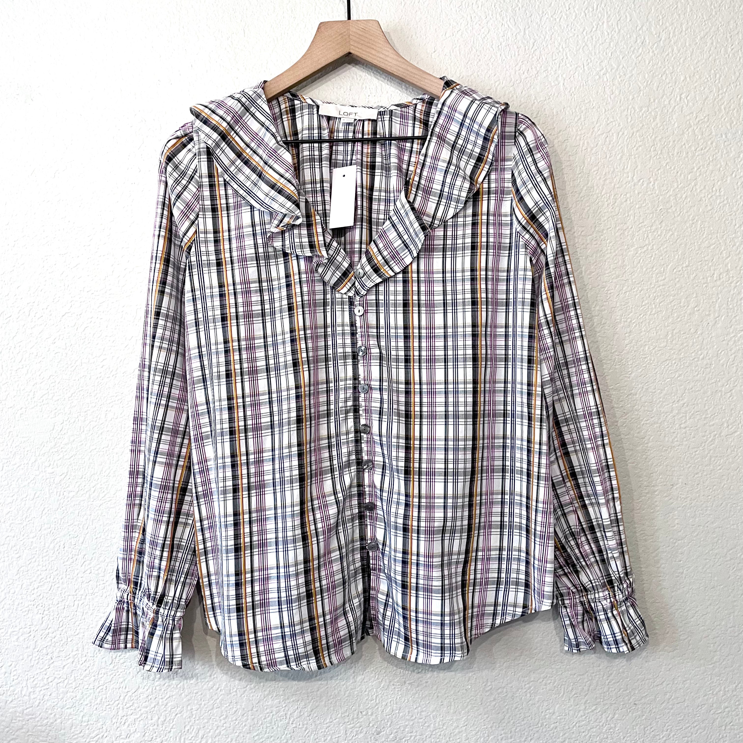 Plaid Bell Sleeve Button Up