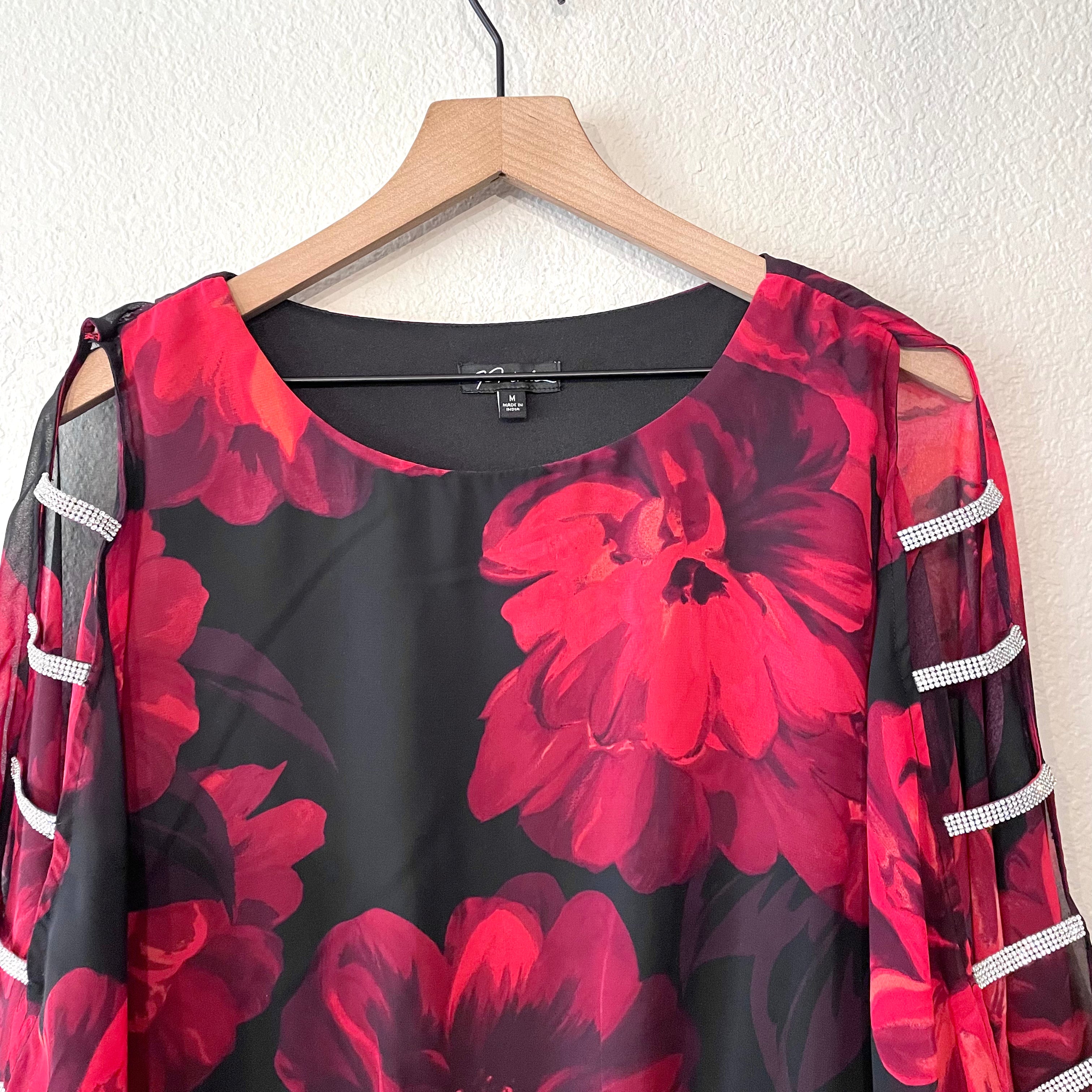 Floral Rhinestone Blouse