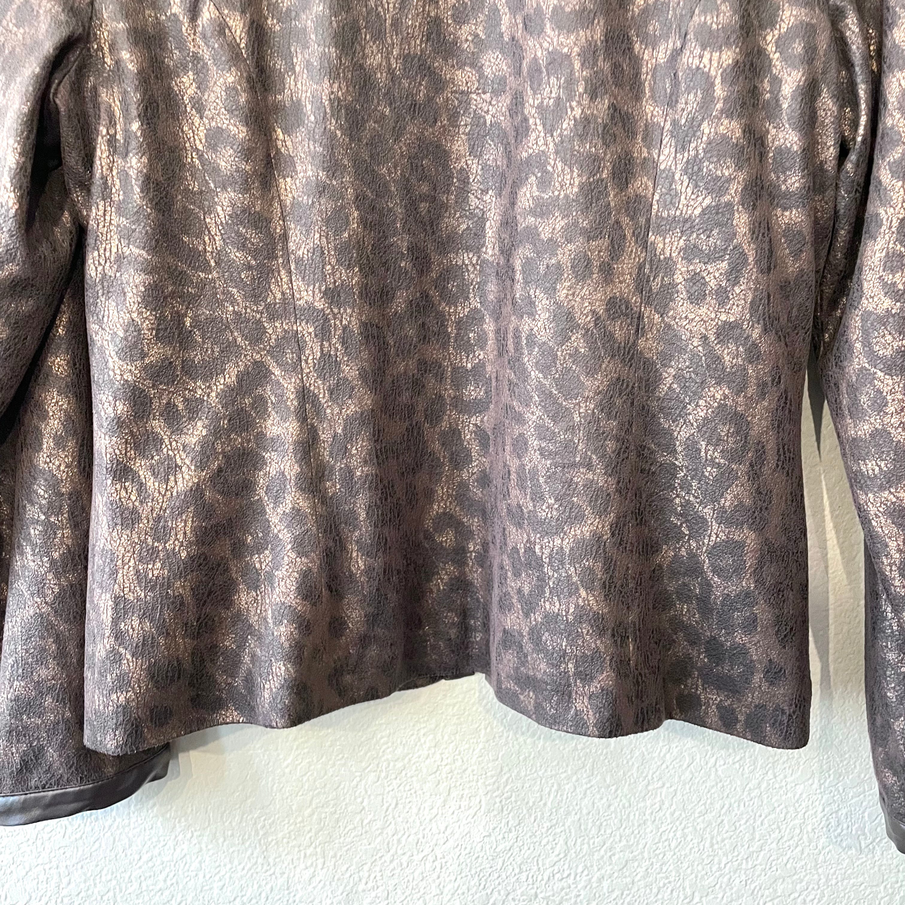 Leopard Faux Leather Trim Jacket