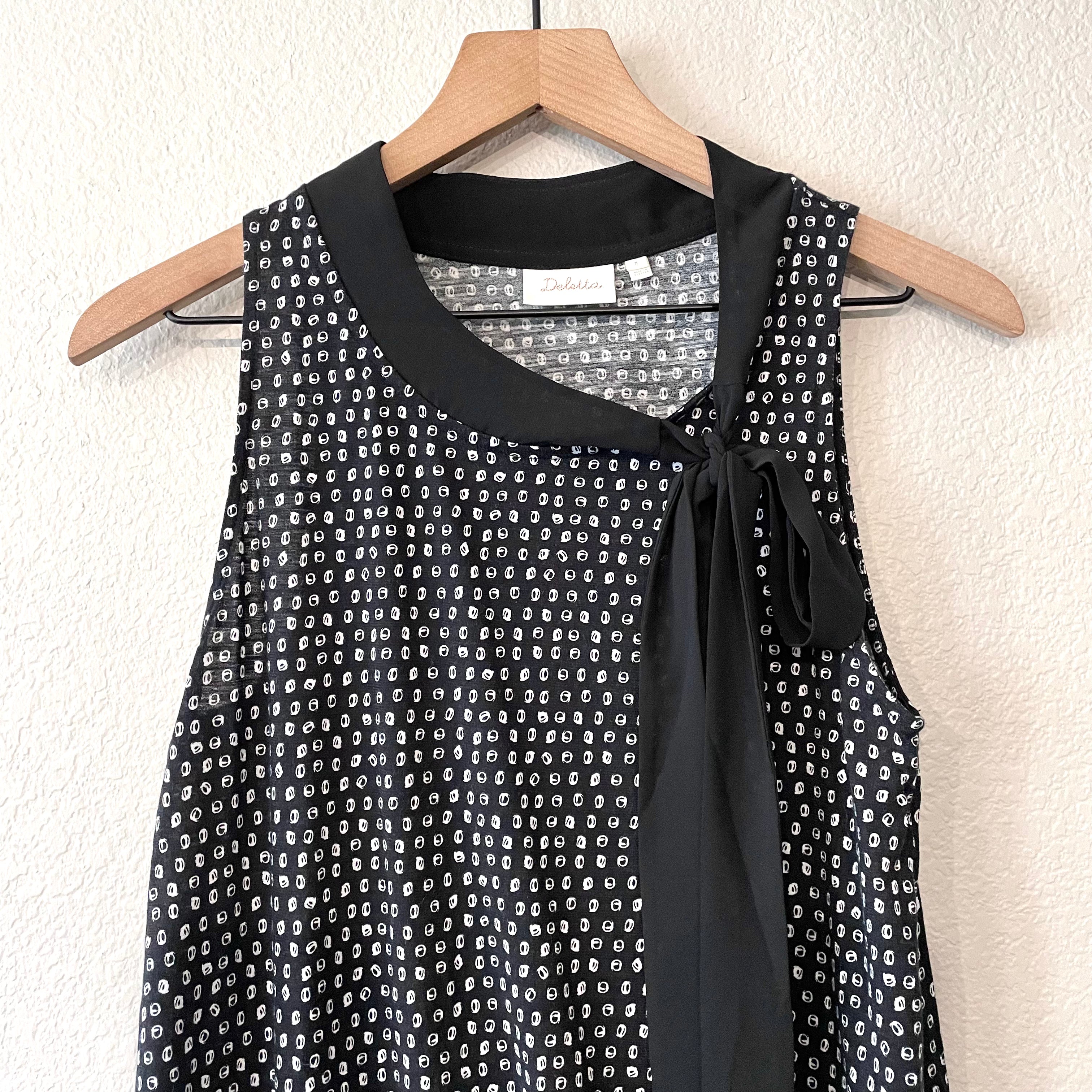 Polka Dot Bow Tie Neck Top