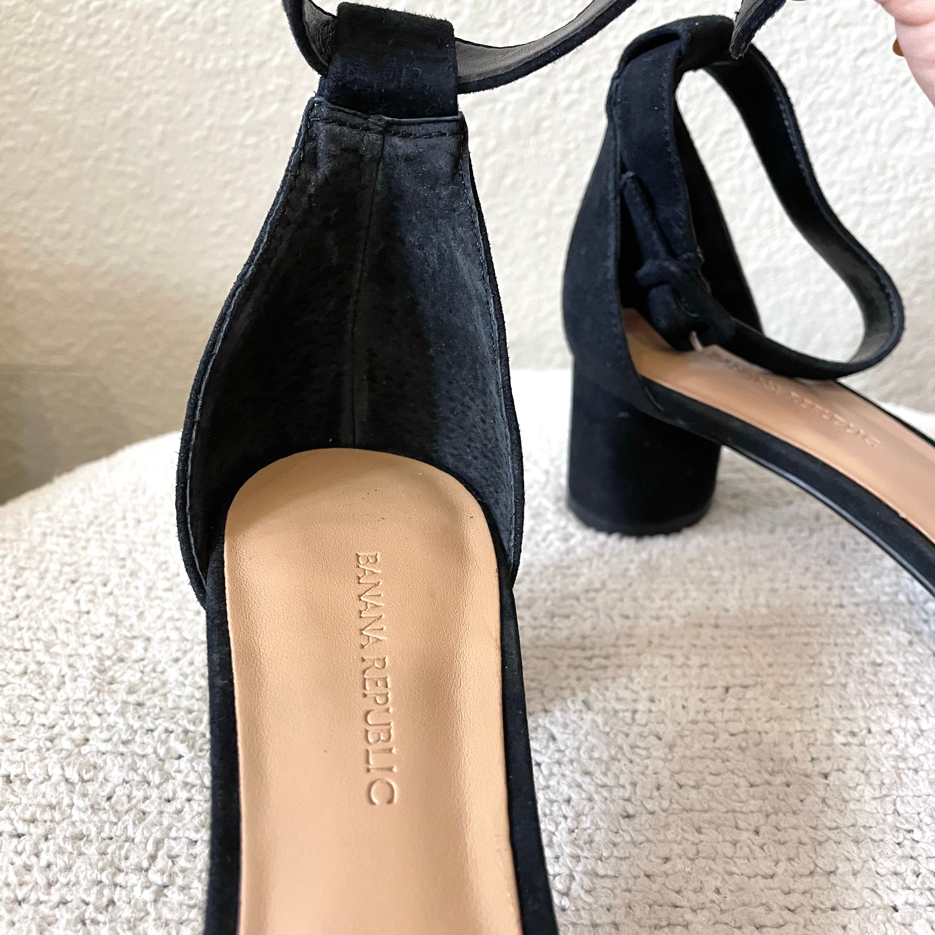 Suede Low Block Heel