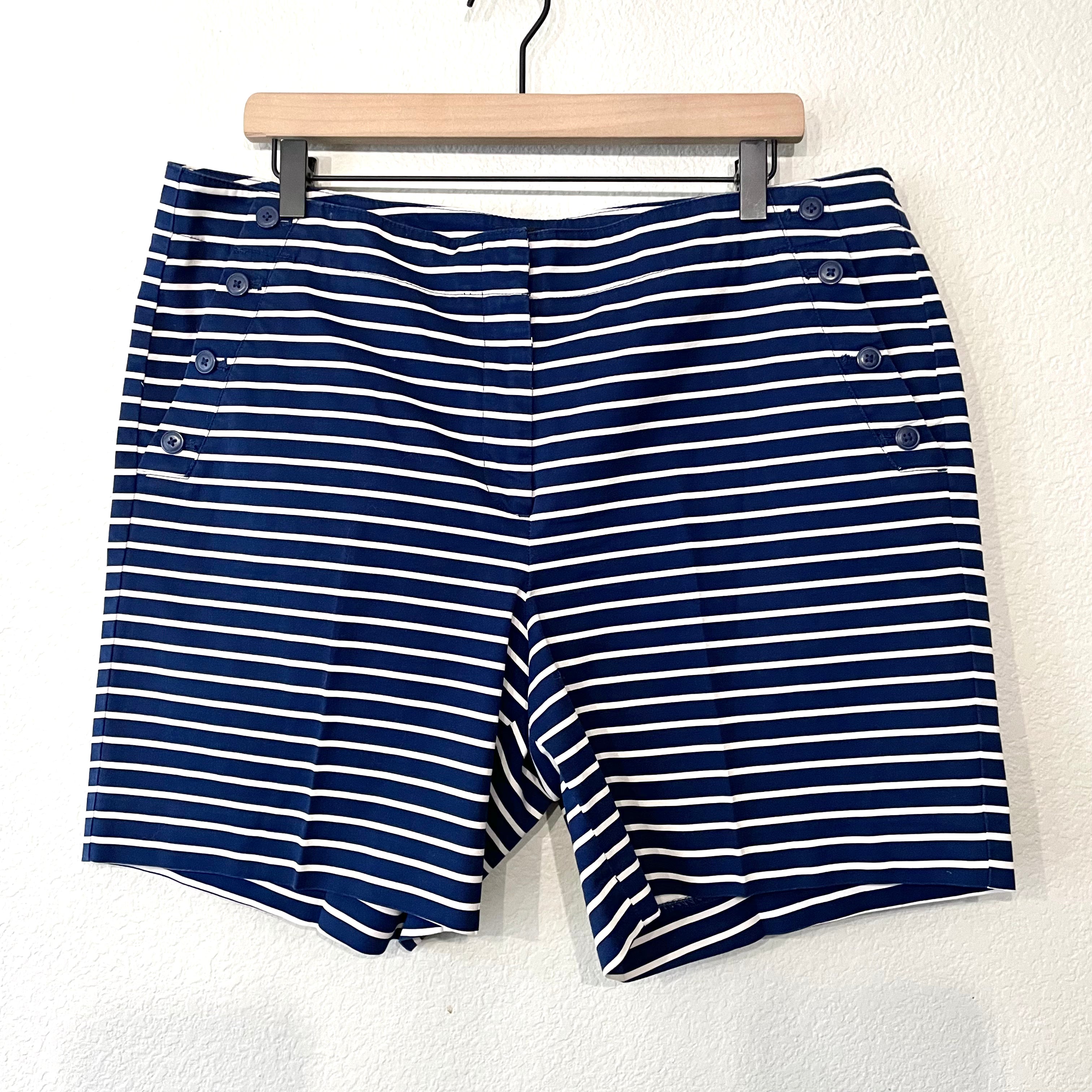 Striped Button Chino Shorts