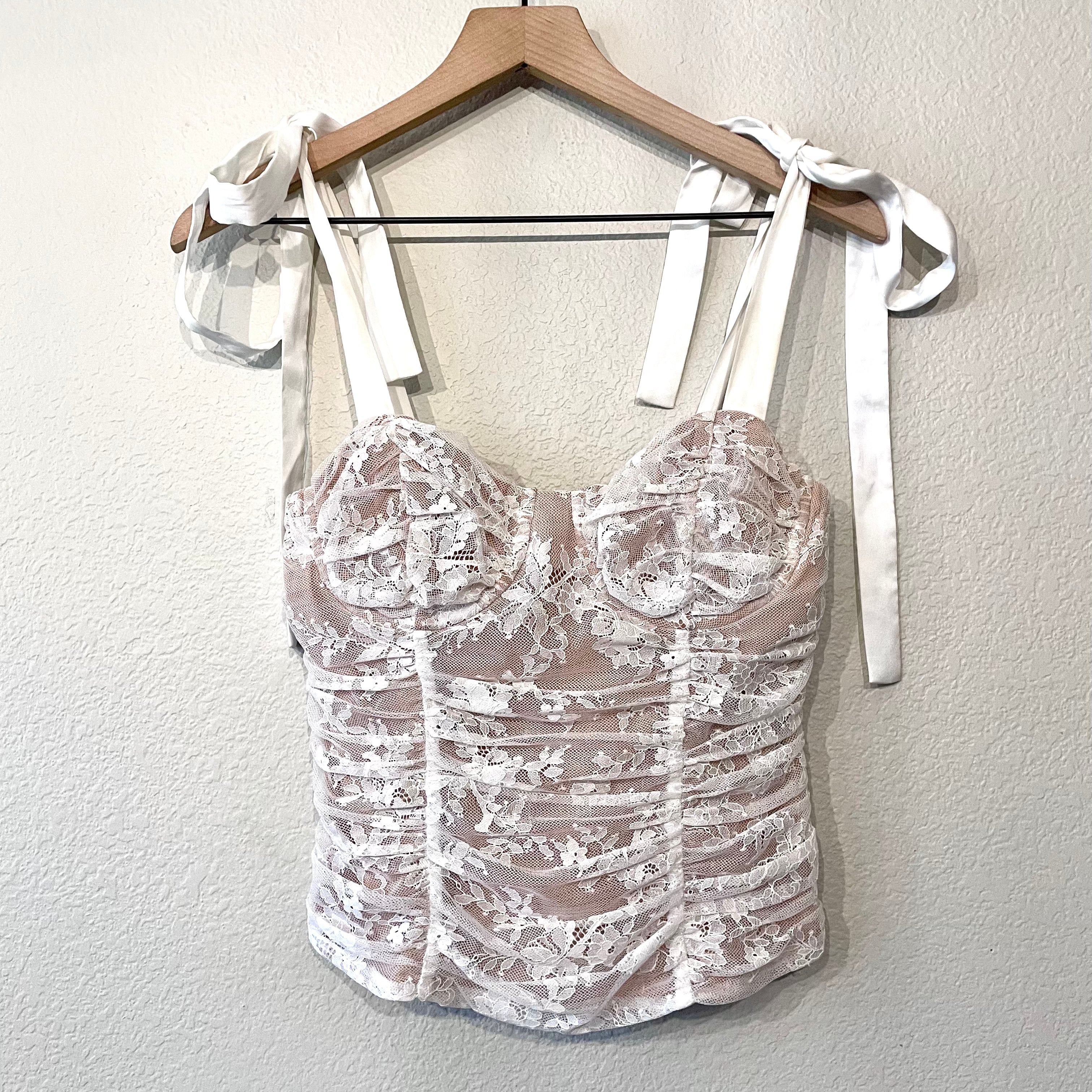 Lace Ribbon Tie Bustier