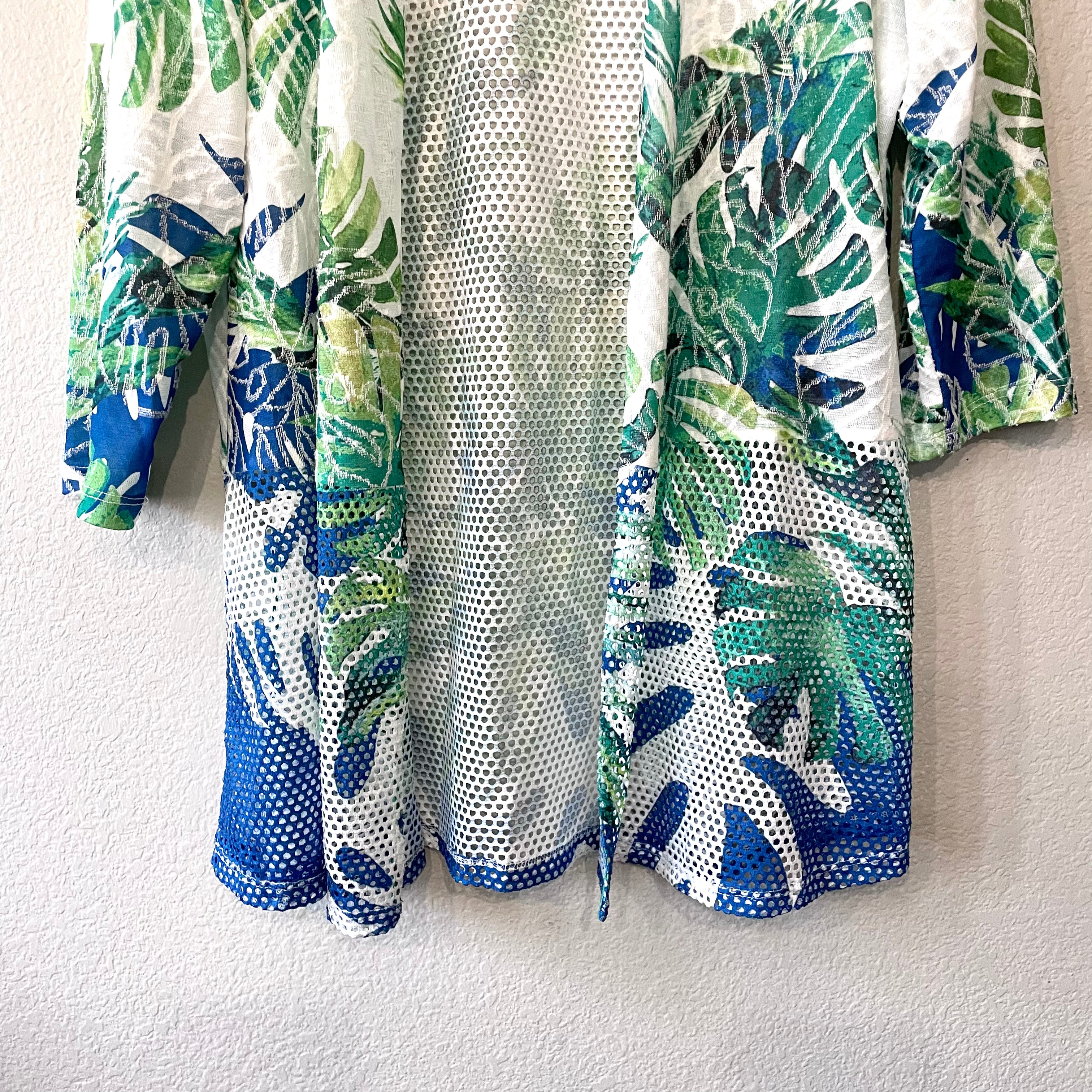 Tropical Leaf Mesh Cardigan