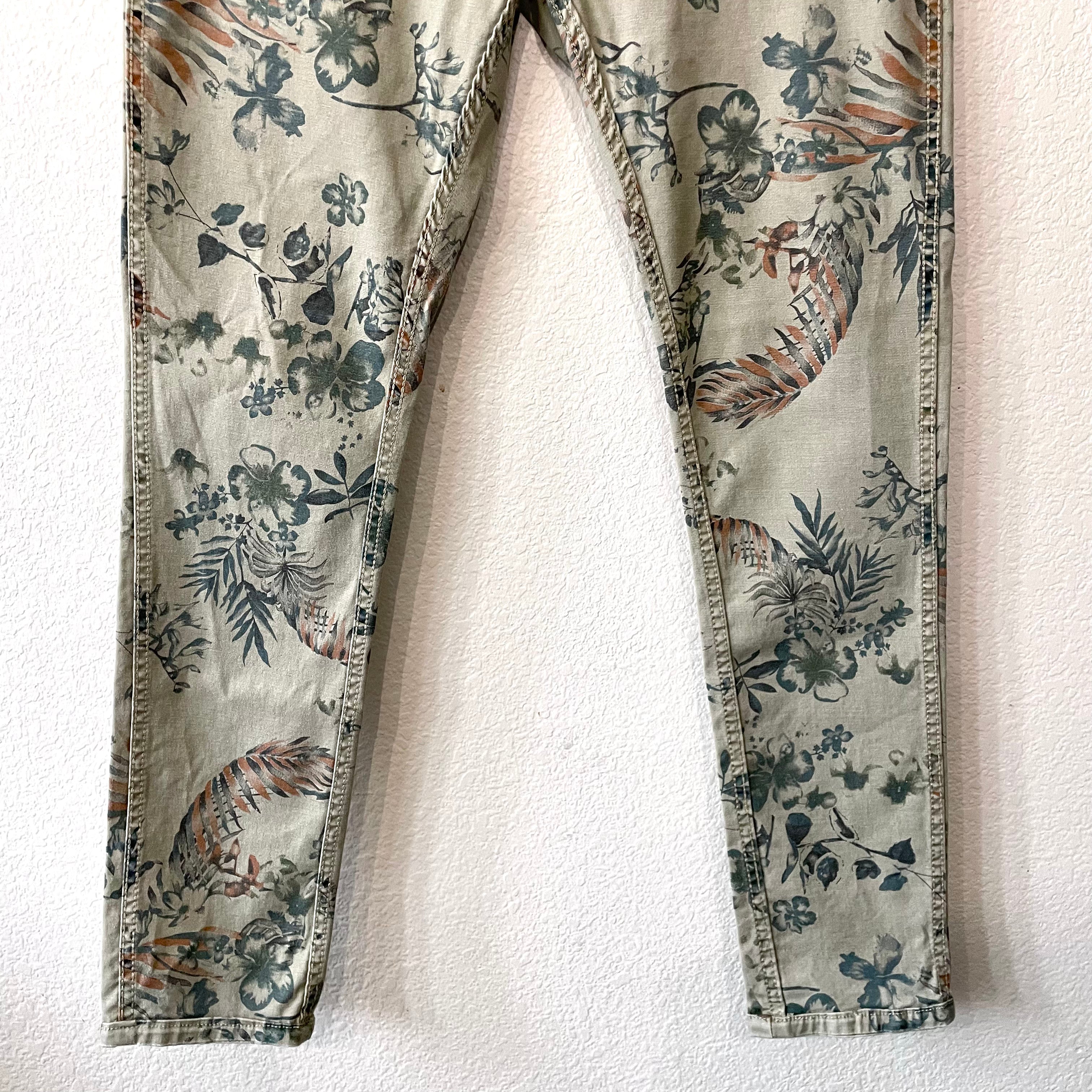 Reversible Floral Leaf Jeans