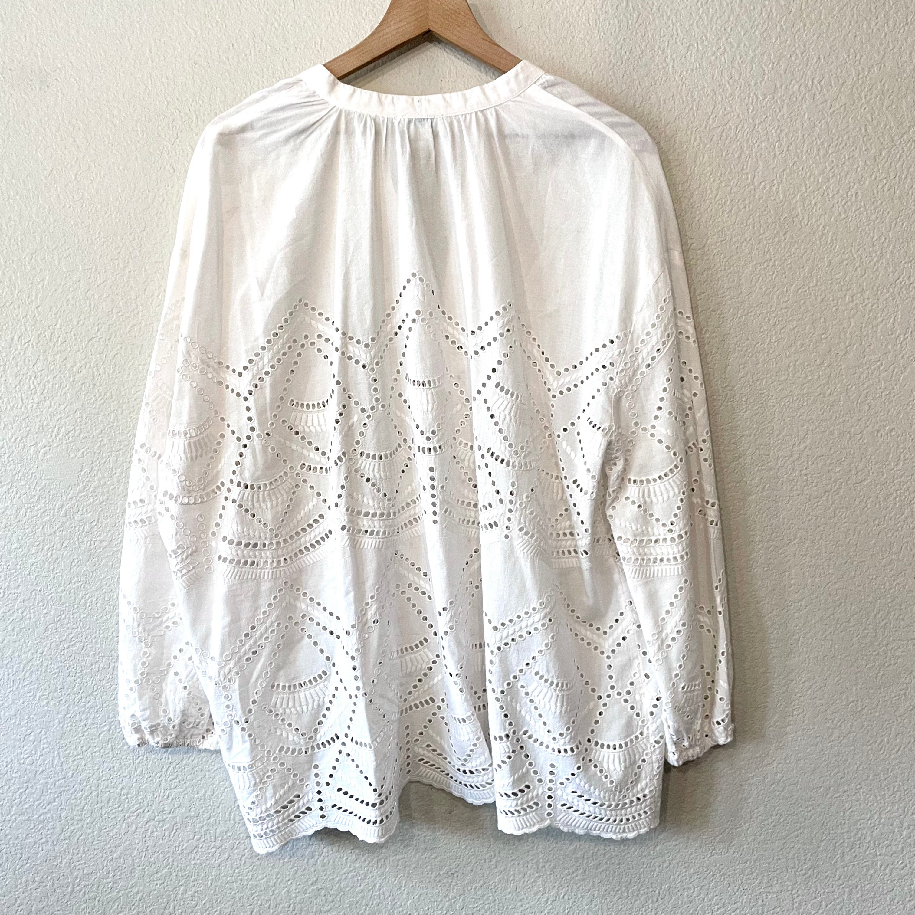 Long Sleeve Eyelet Top