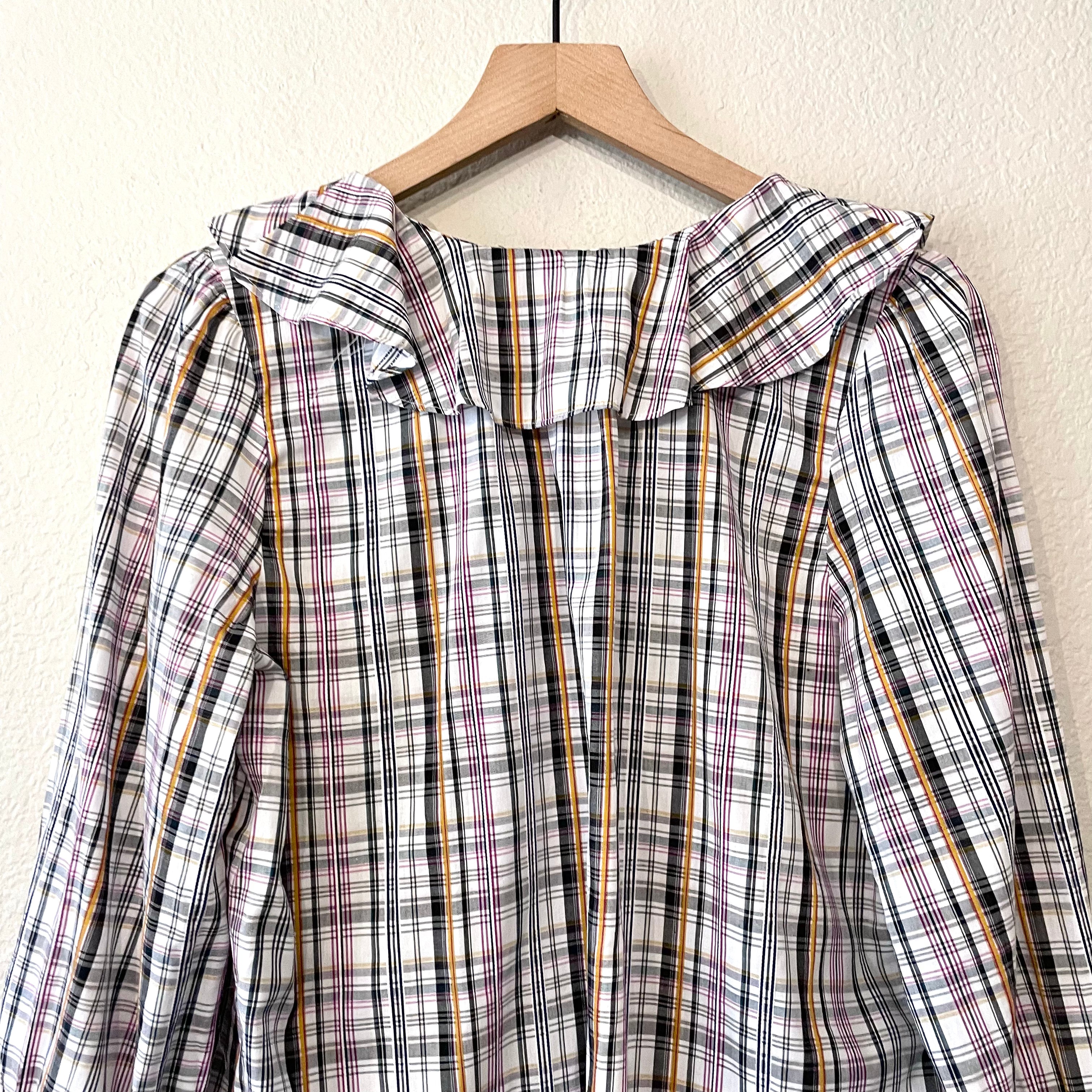 Plaid Bell Sleeve Button Up