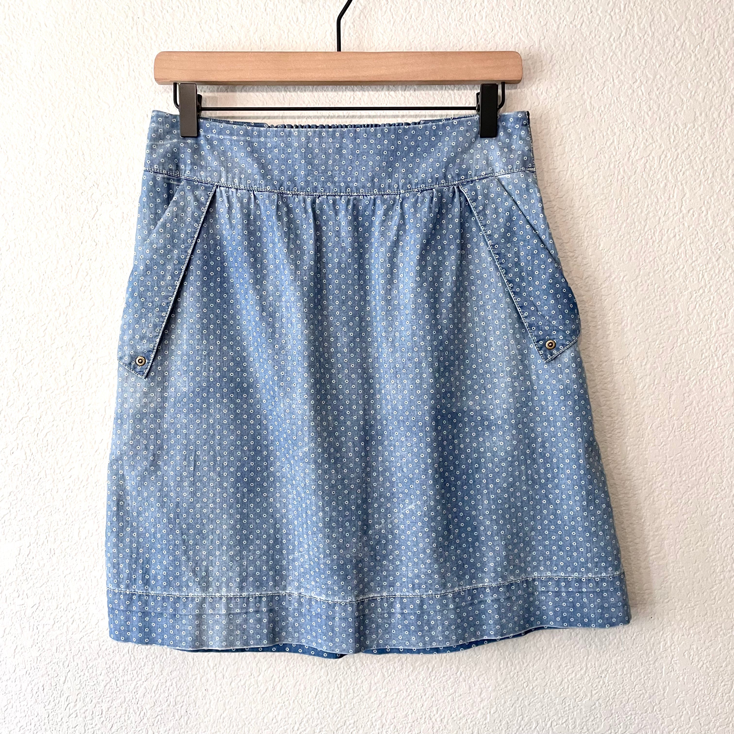 Polka Dot Chambray Skirt