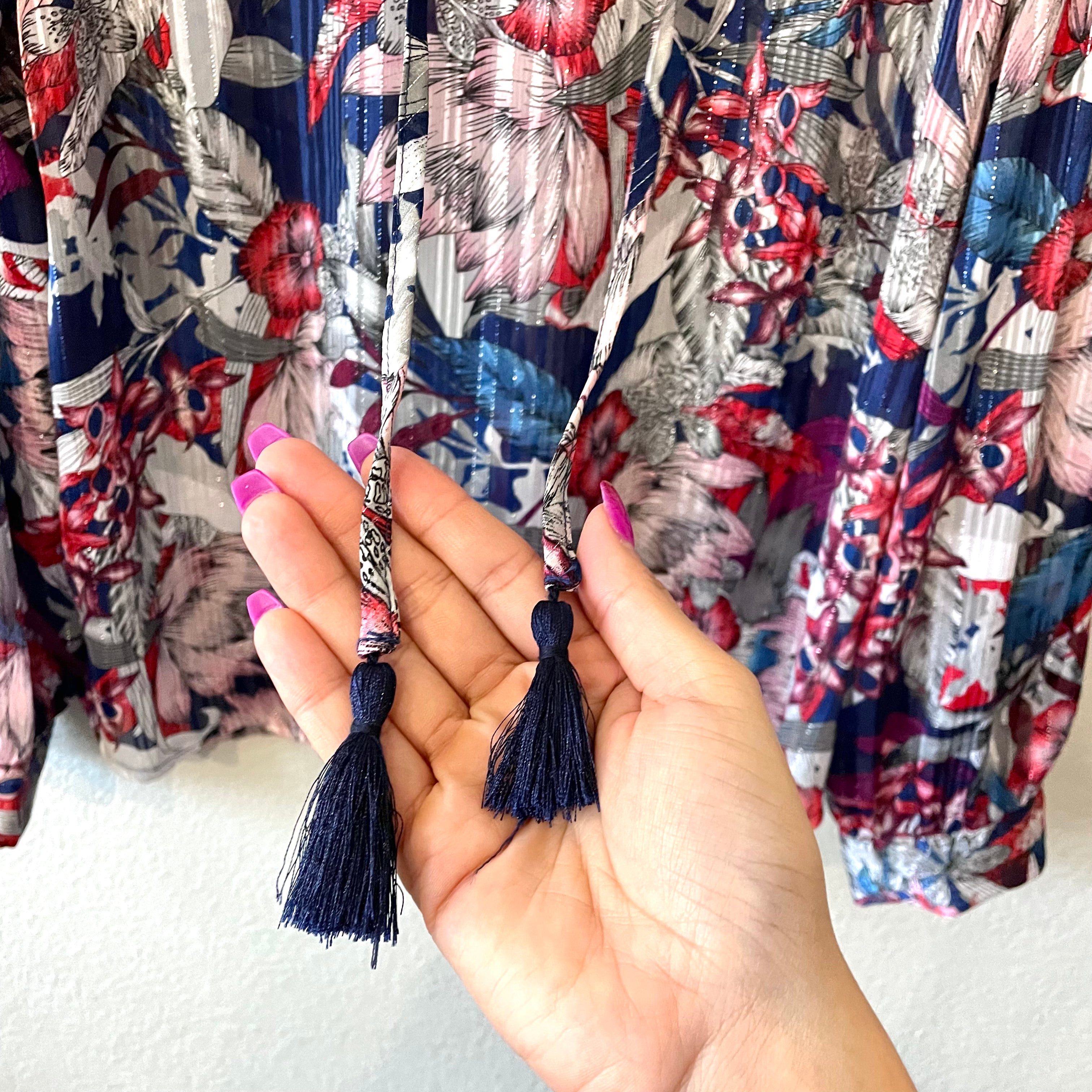 Floral Tassel Top