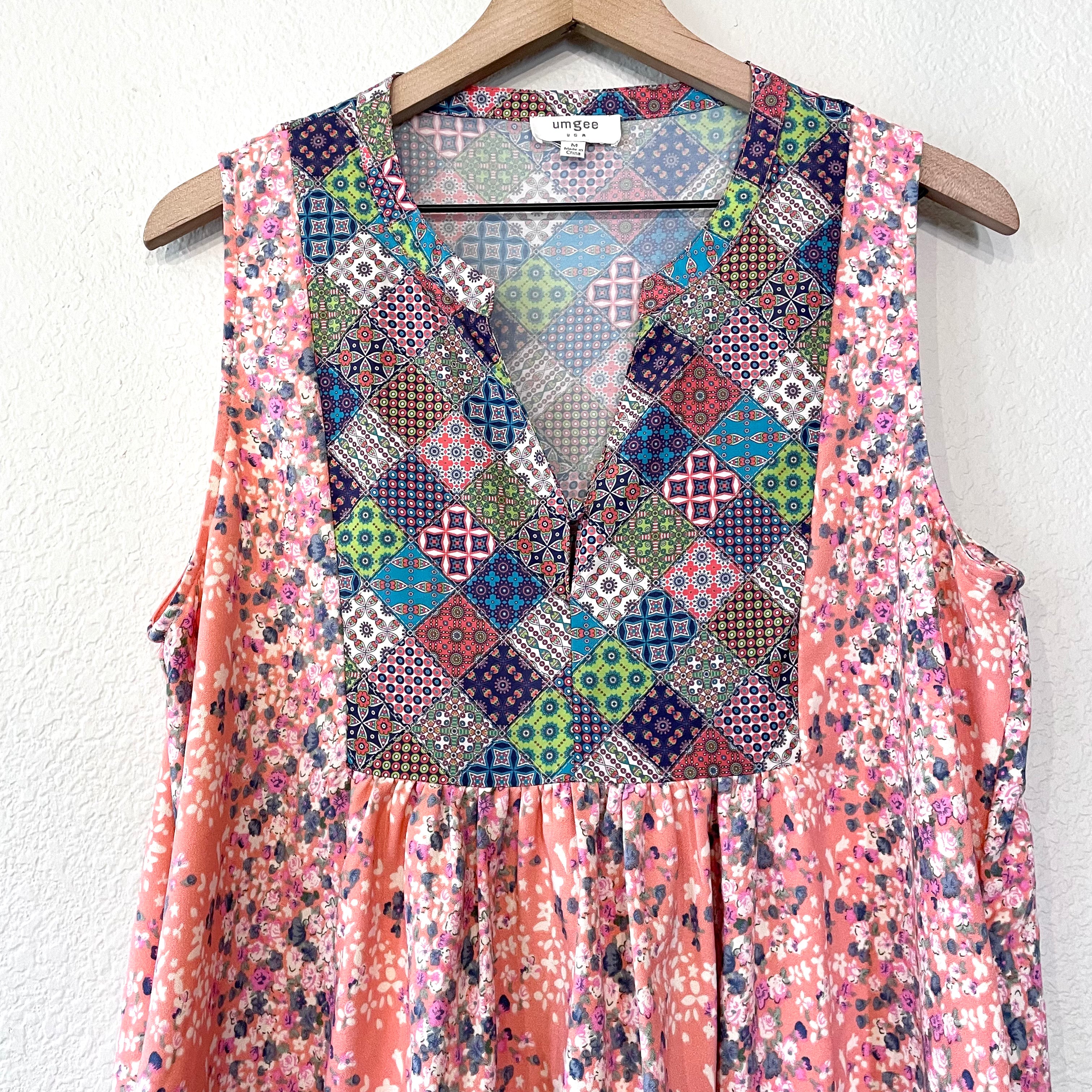 Patchwork Floral Print Dress