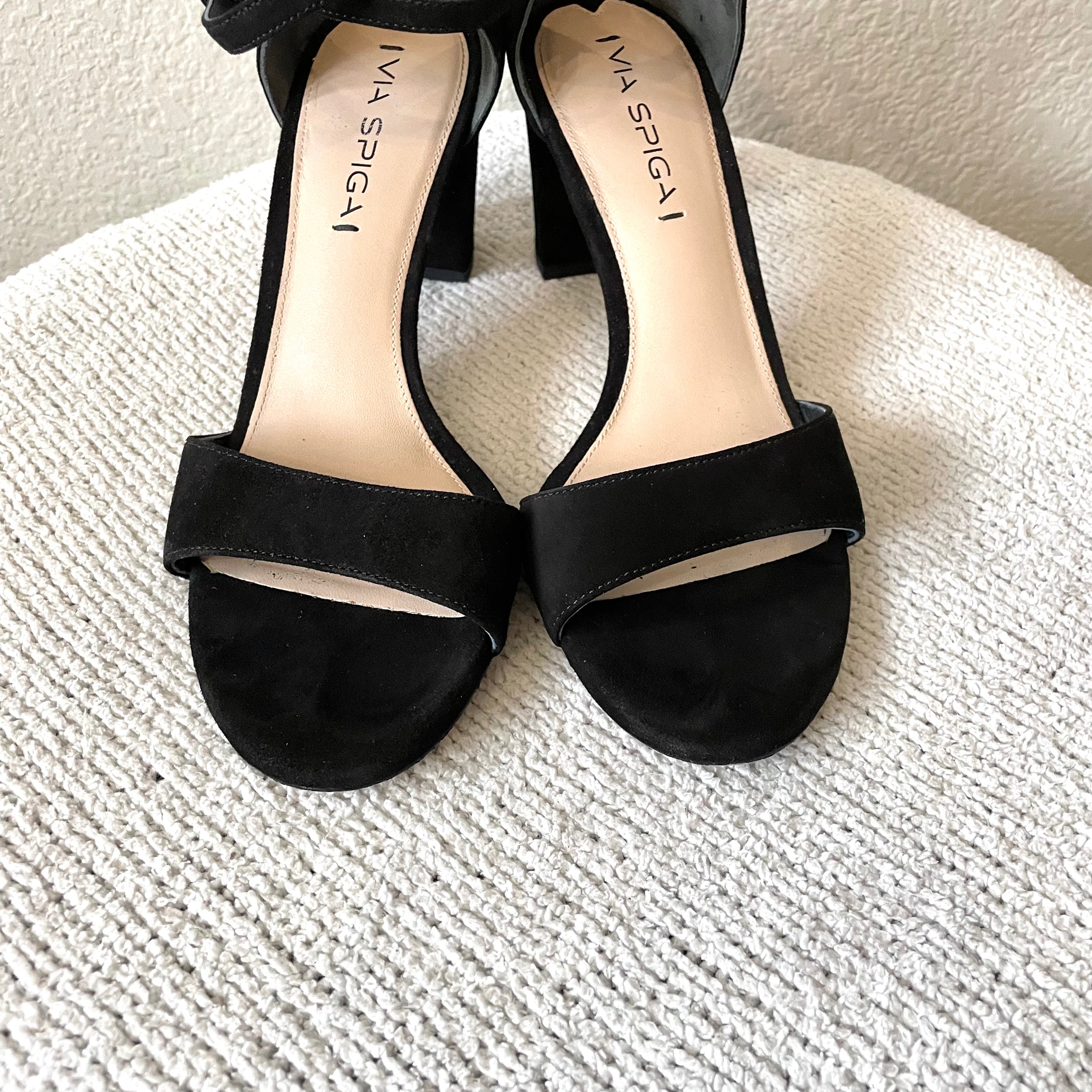 Suede Ankle Wrap Heels