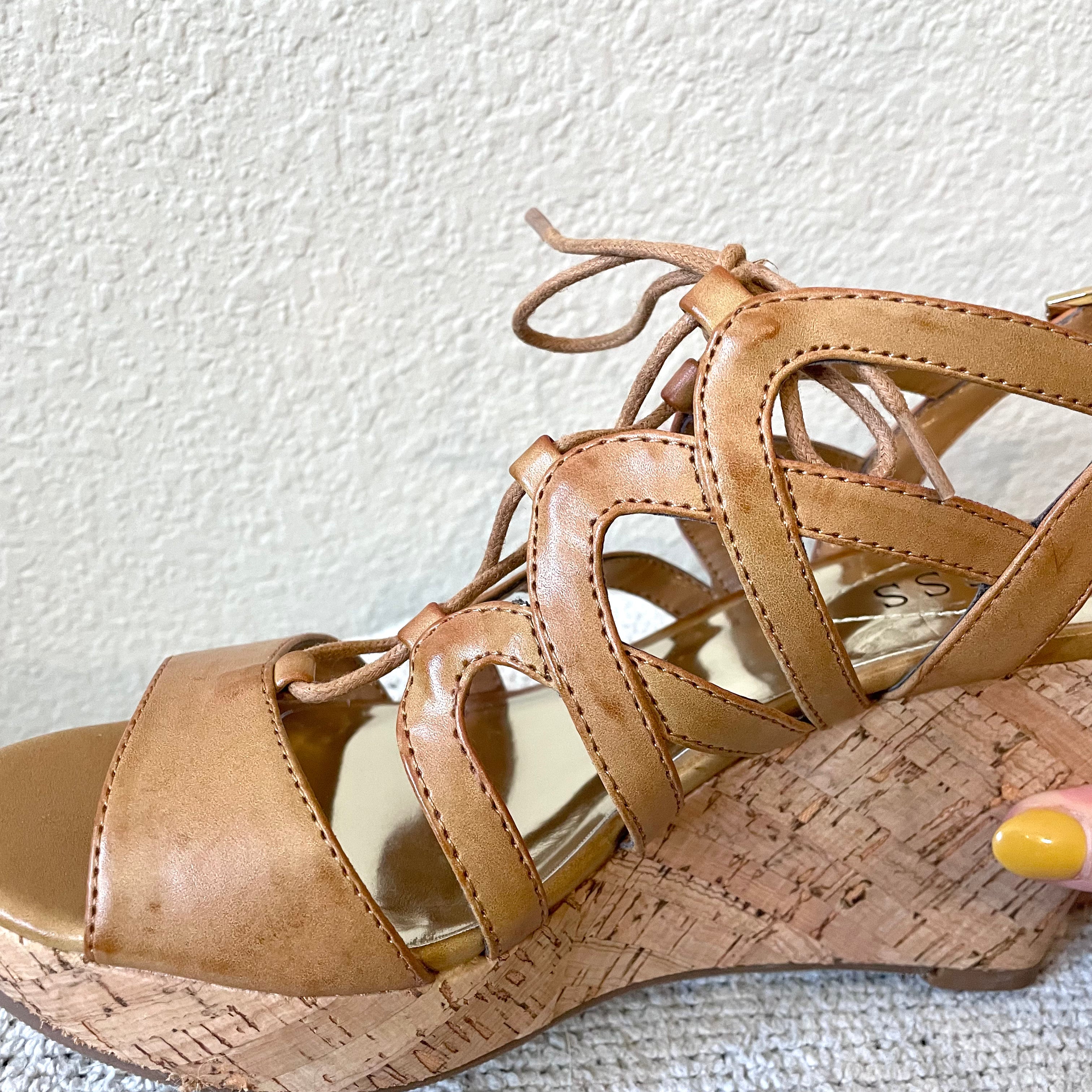 Strappy Cork Wedge Heels