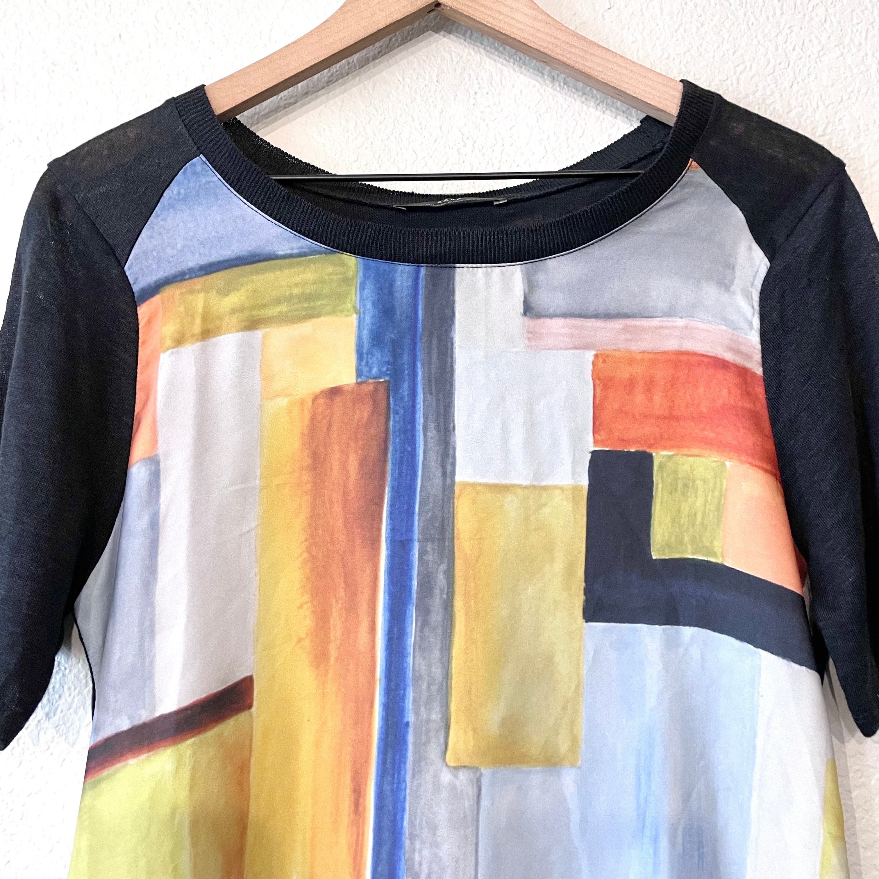 Abstract Linen Back Top