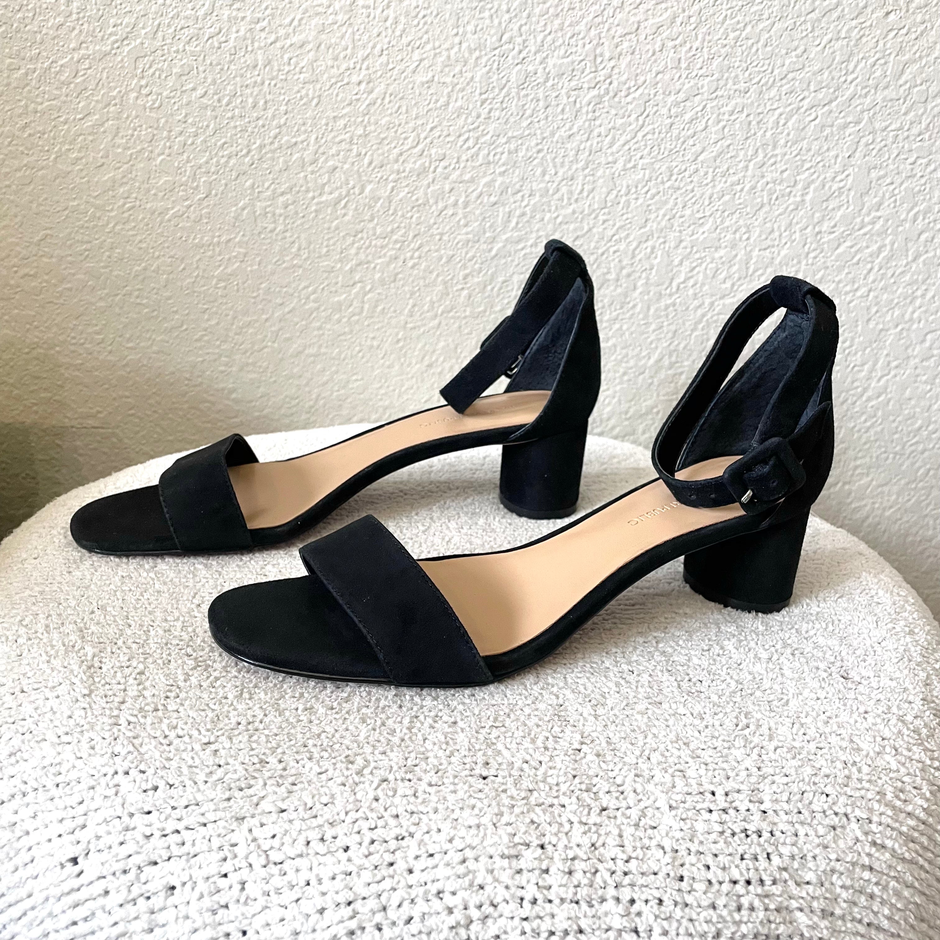 Suede Low Block Heel