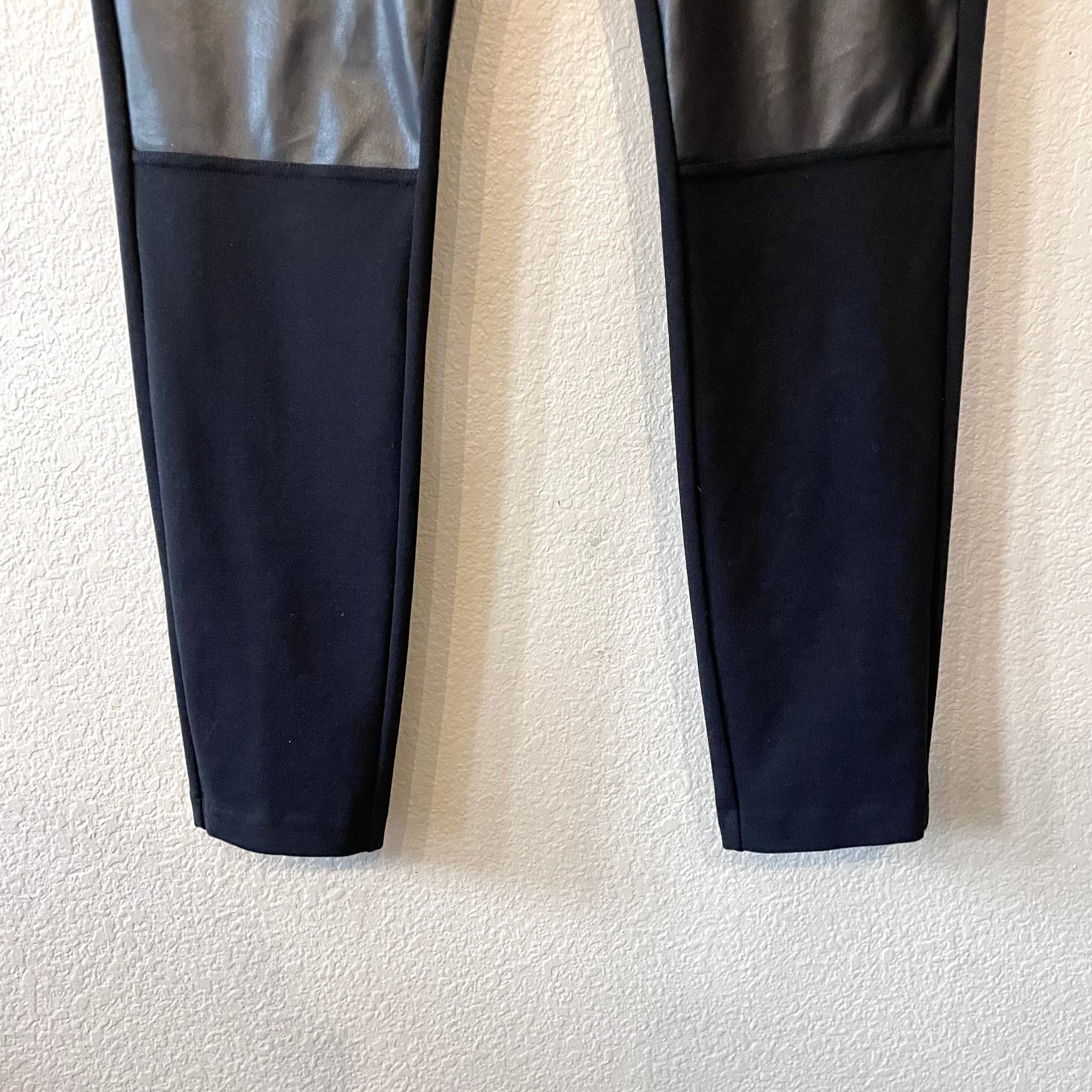 Faux Leather Knee Leggings