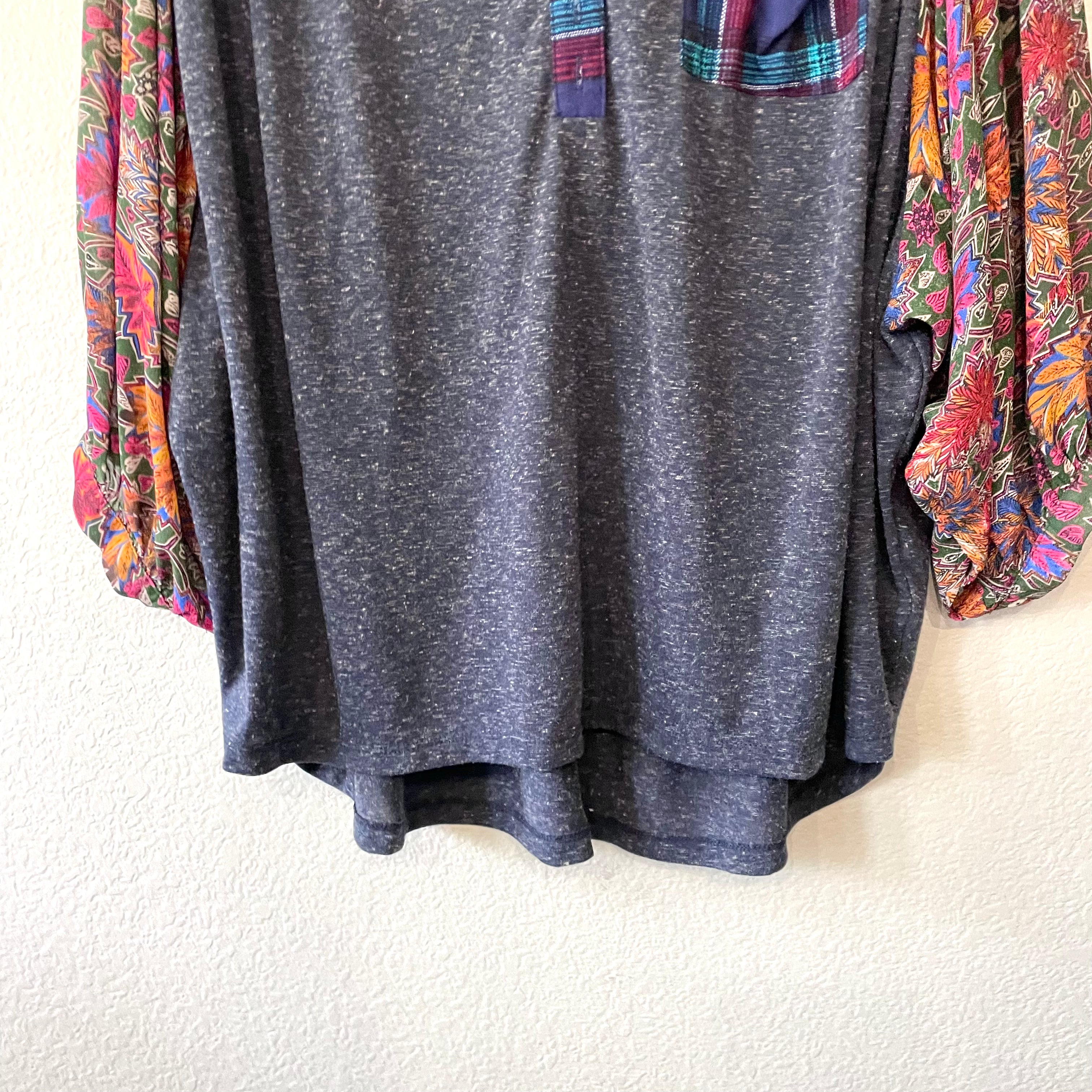 Henley Floral Batwing Top