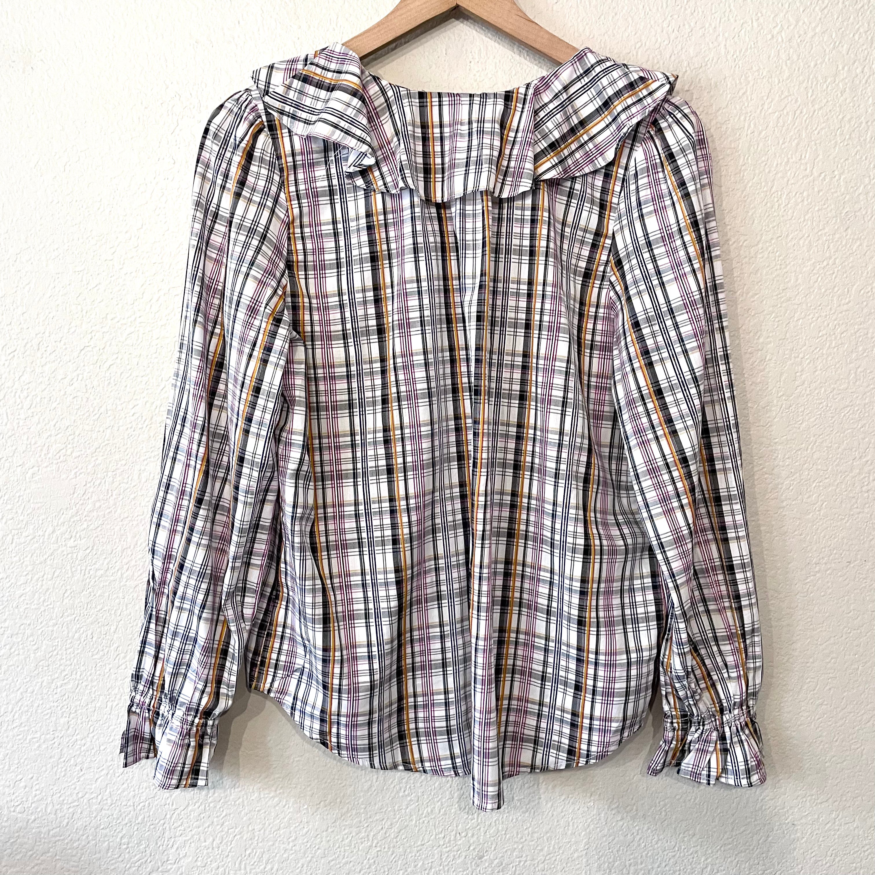 Plaid Bell Sleeve Button Up