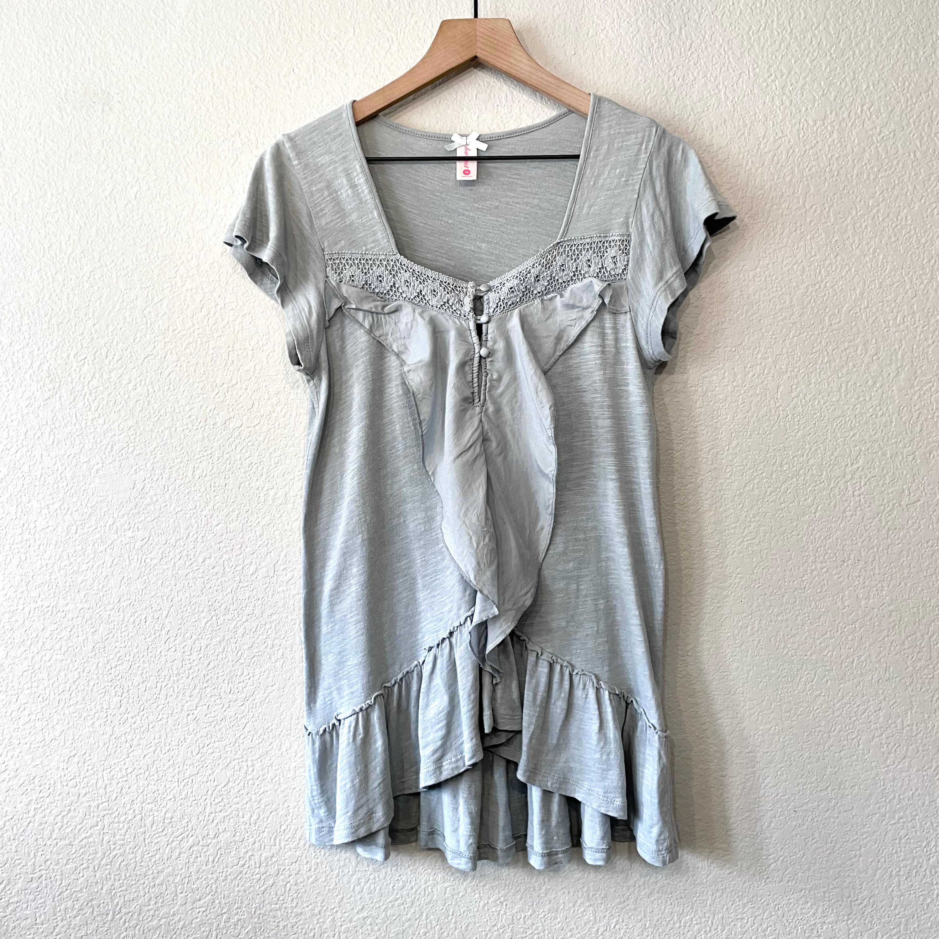 Silk Ruffle Short Sleeve Top