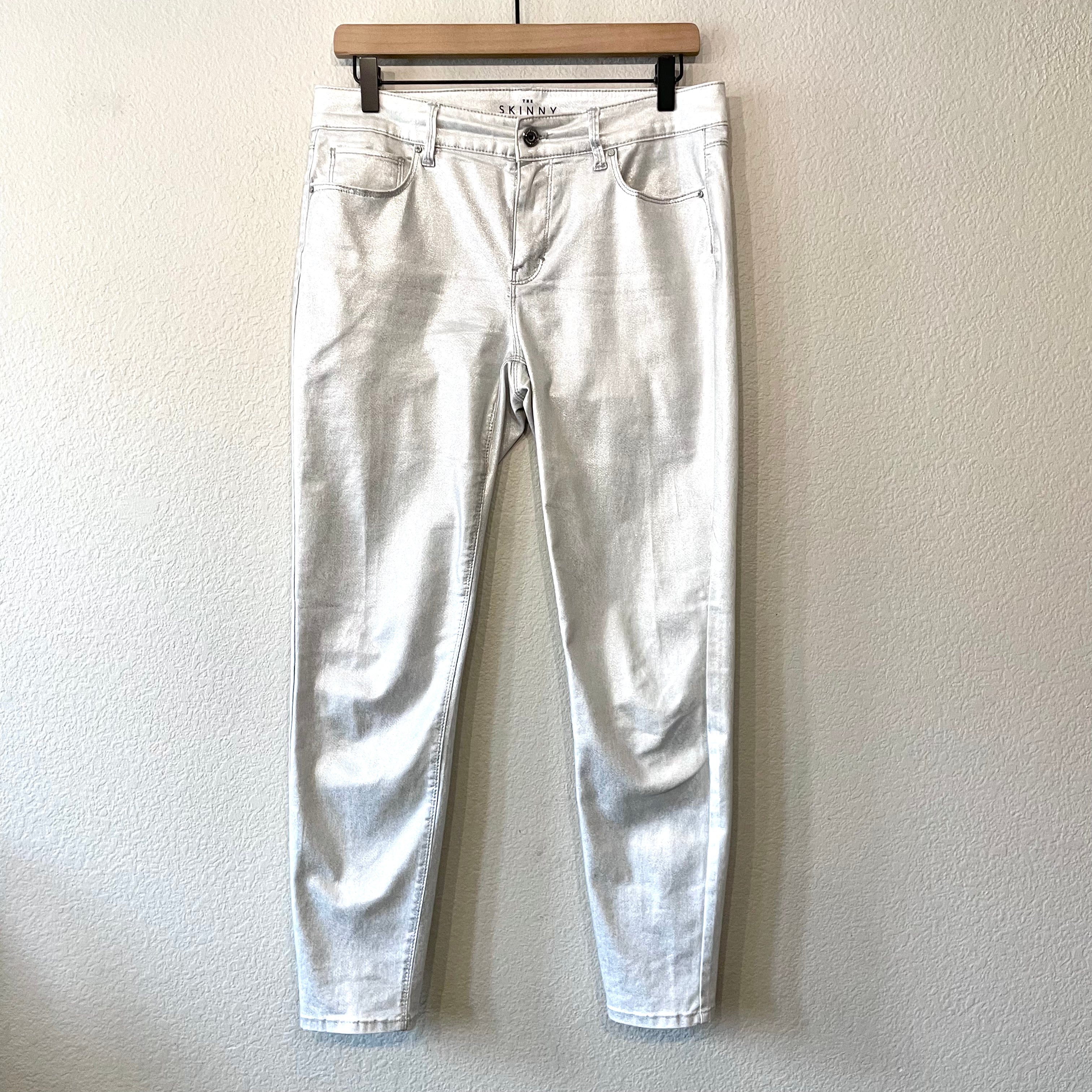 Metallic Skinny Ankle Jeans