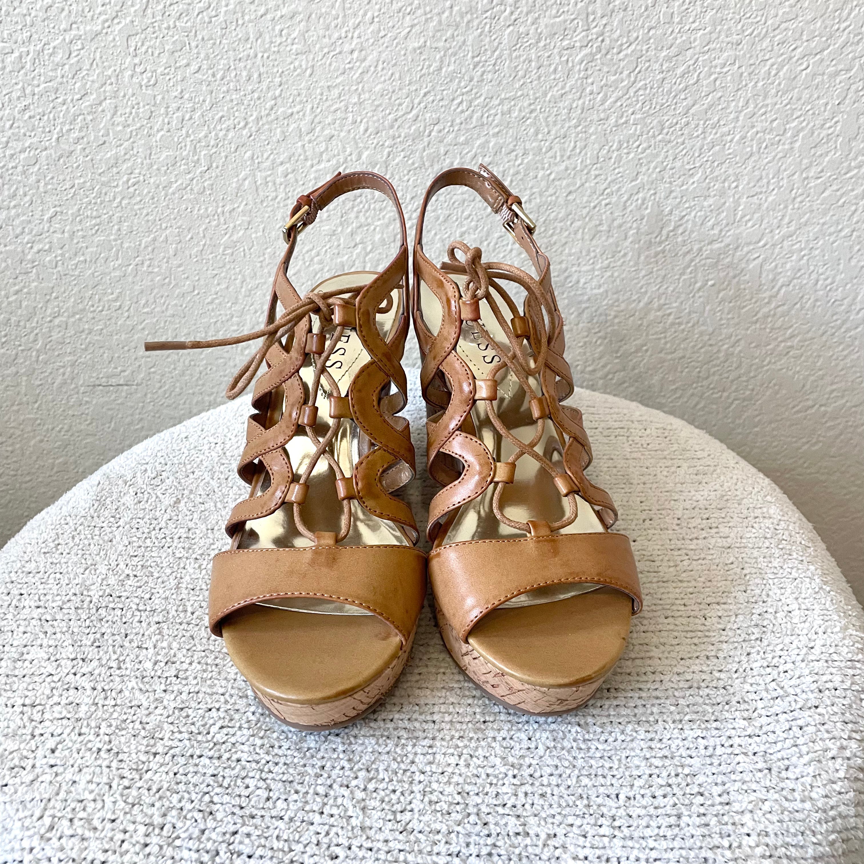 Strappy Cork Wedge Heels