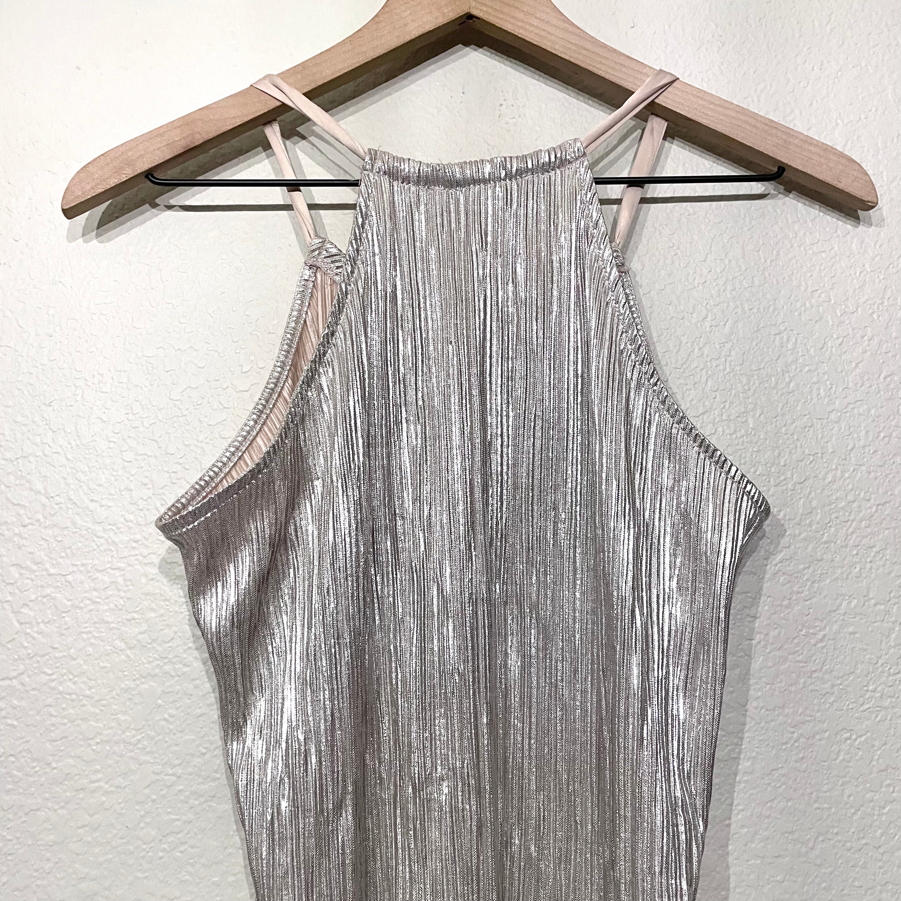 Metallic Pleated Top