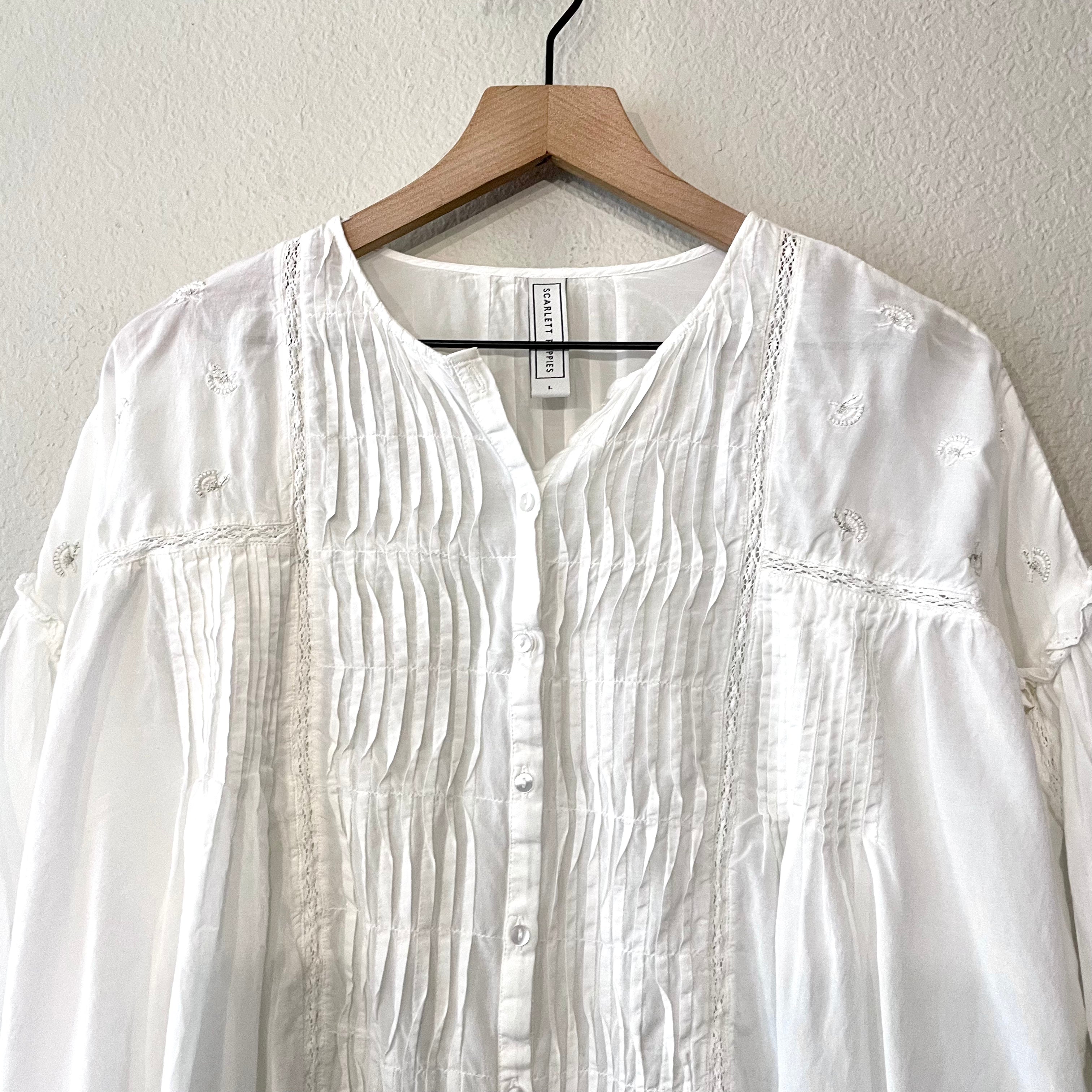 Pleated Button Down Boho Top