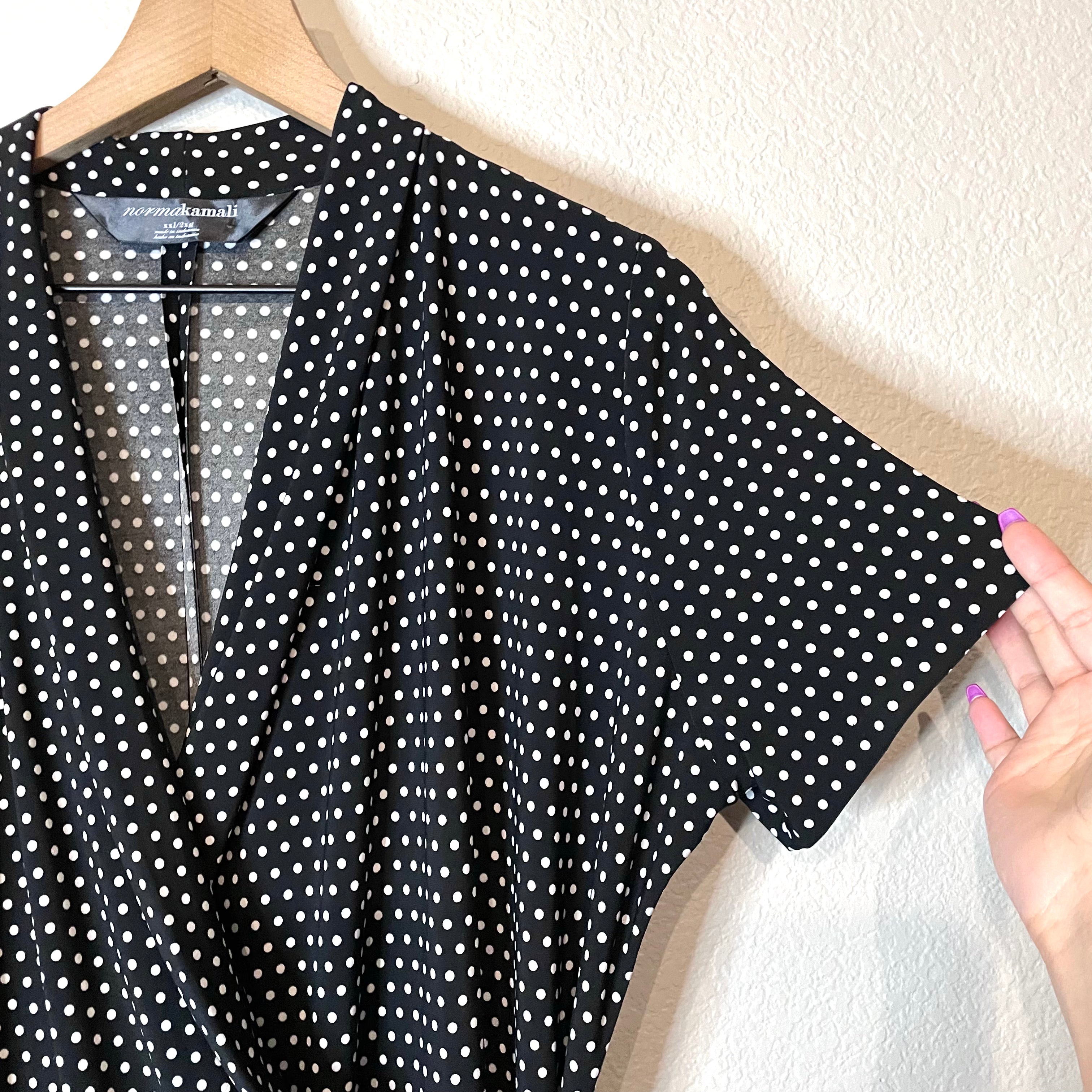 Polka Dot Faux Wrap Dress