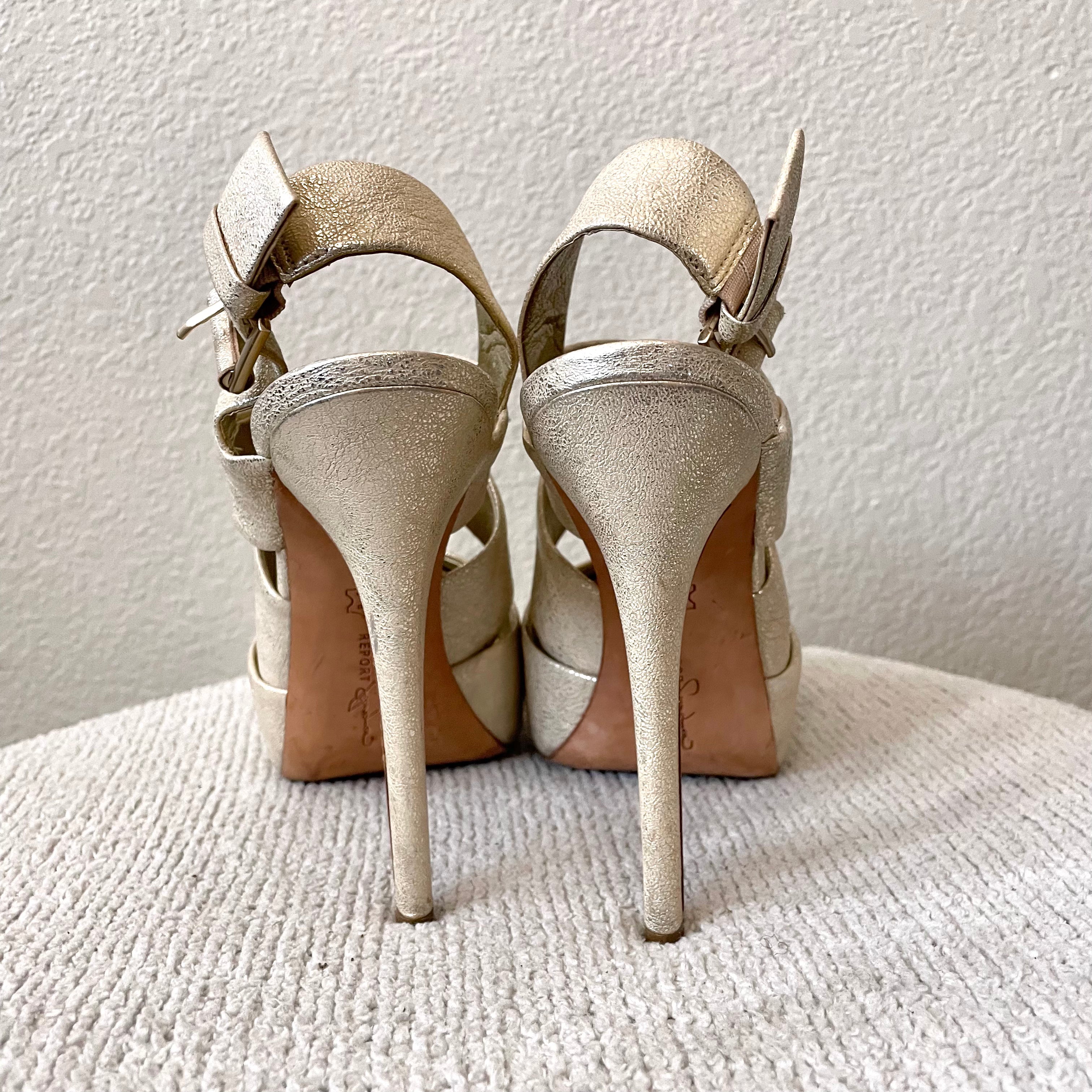 Metallic Open Toe Heels