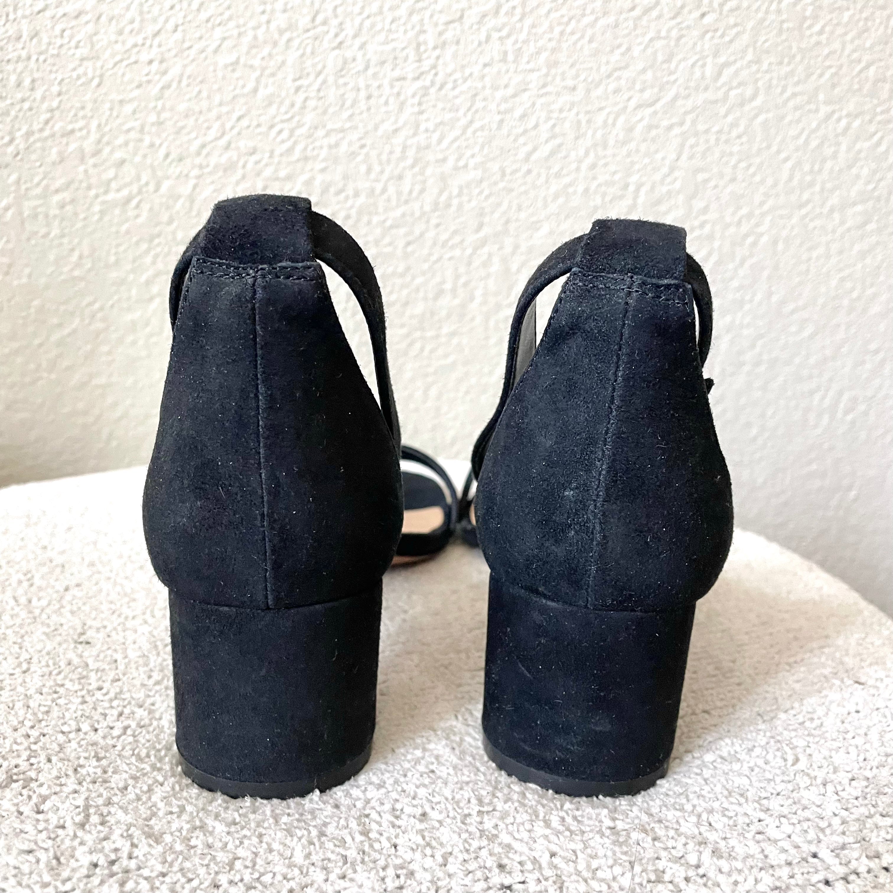 Suede Low Block Heel