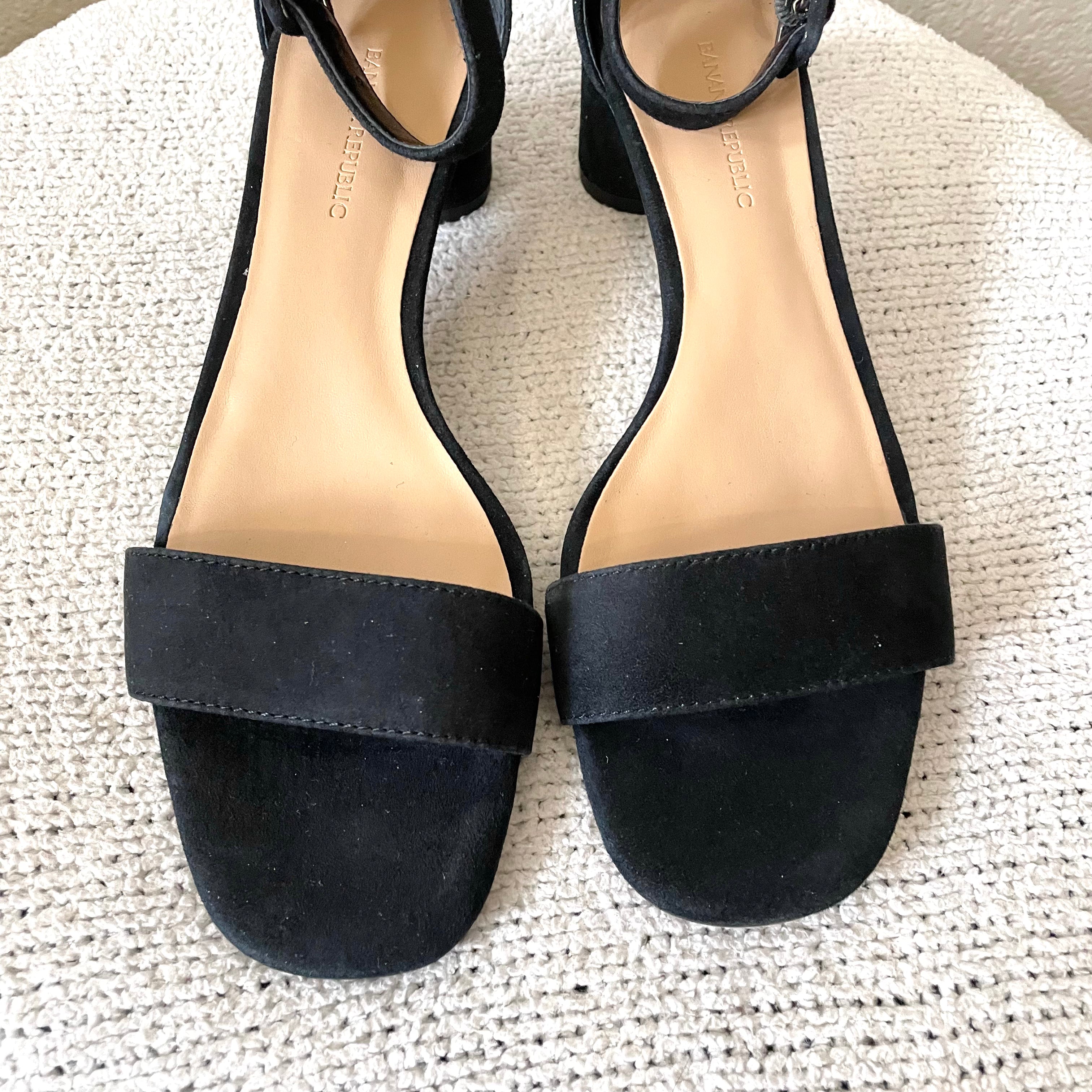 Suede Low Block Heel