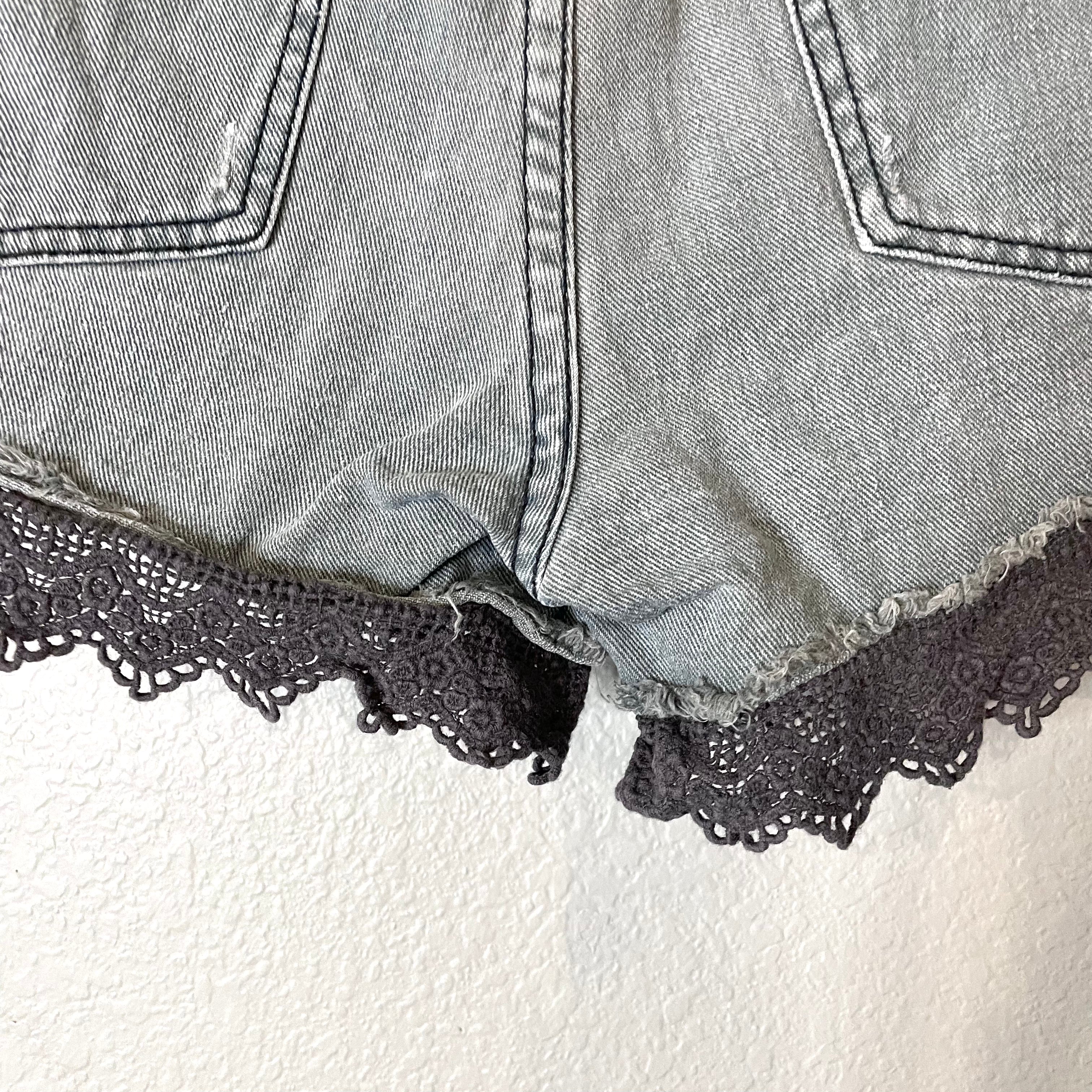 Lace Trim Jean Shorts