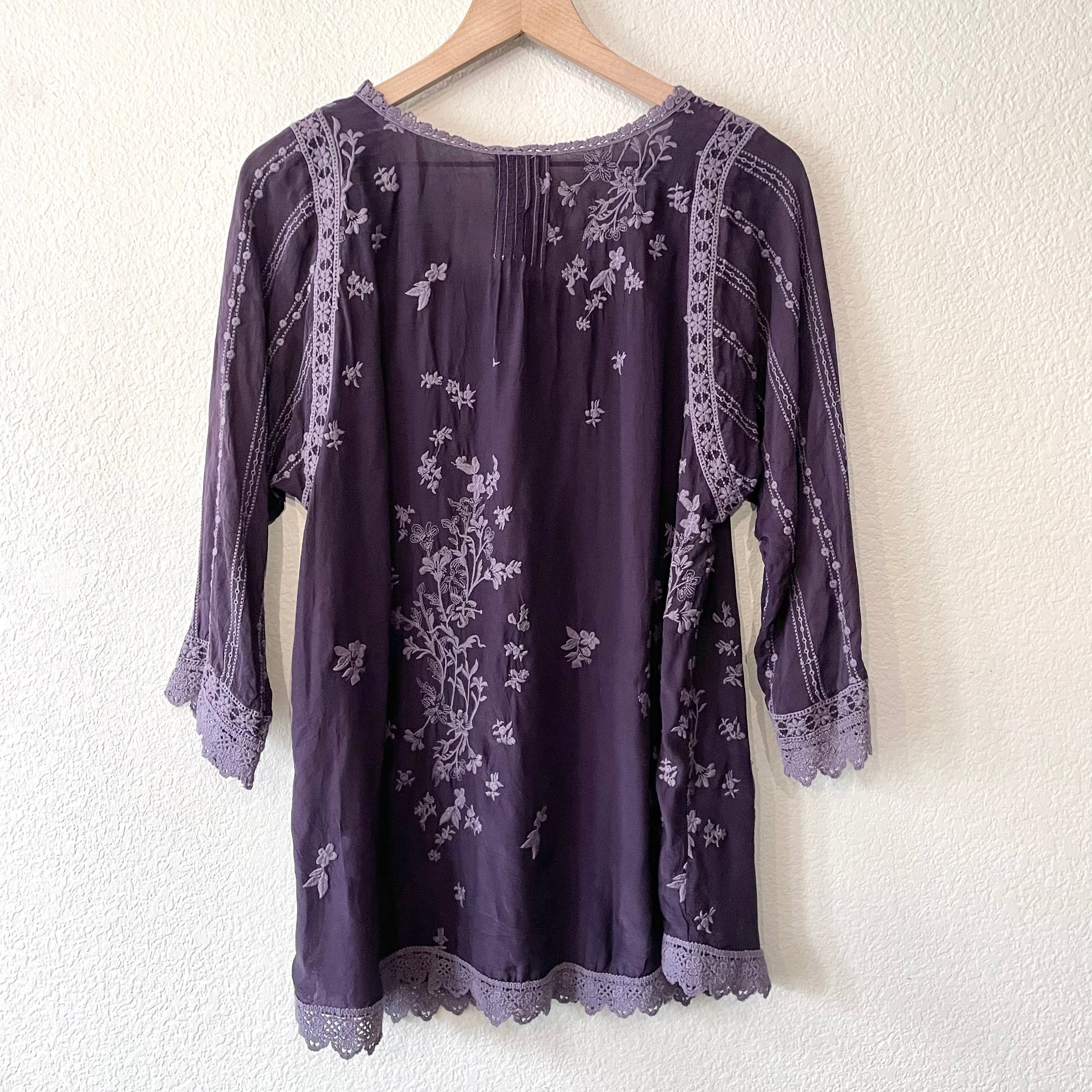 Crochet Trim Embroidered Tunic