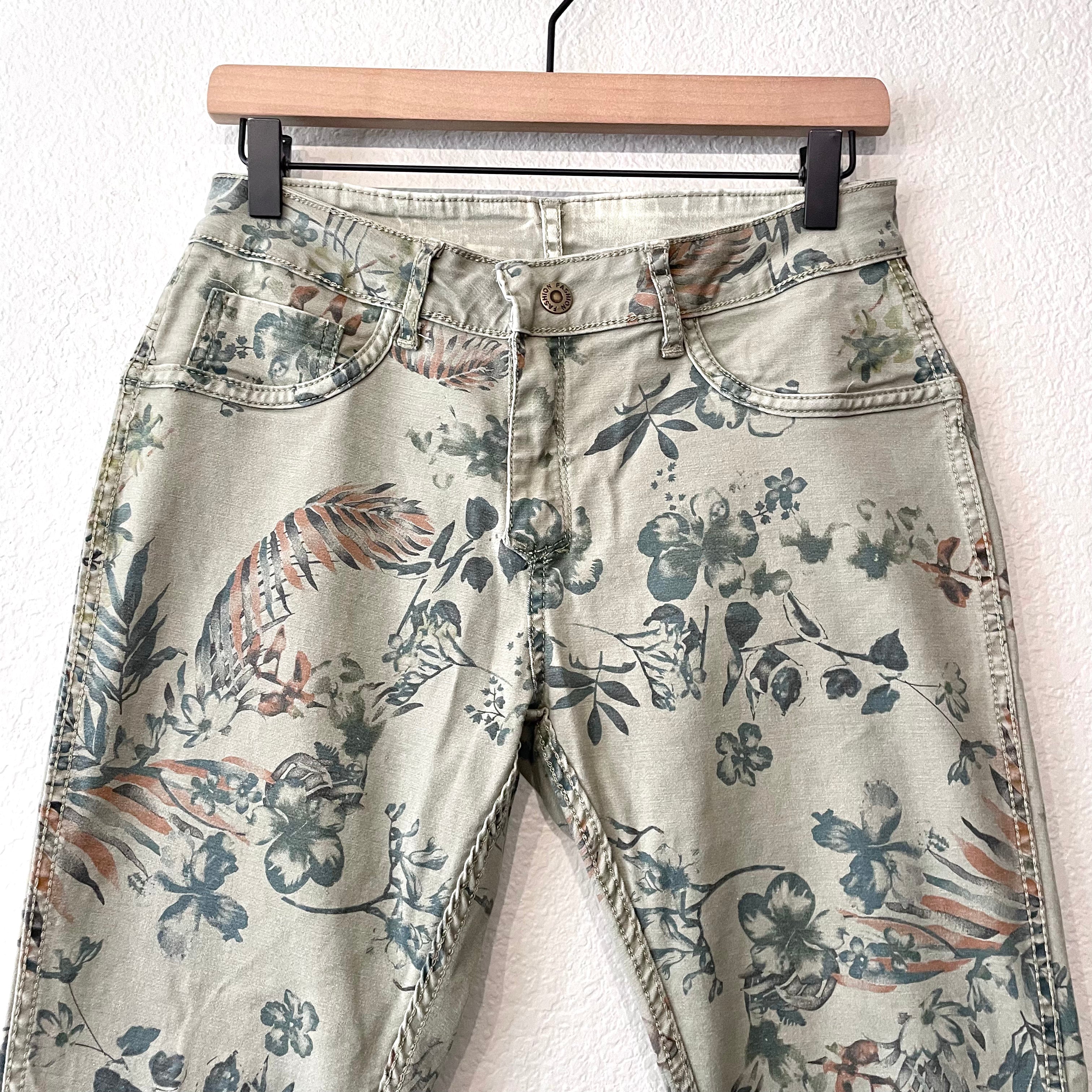 Reversible Floral Leaf Jeans