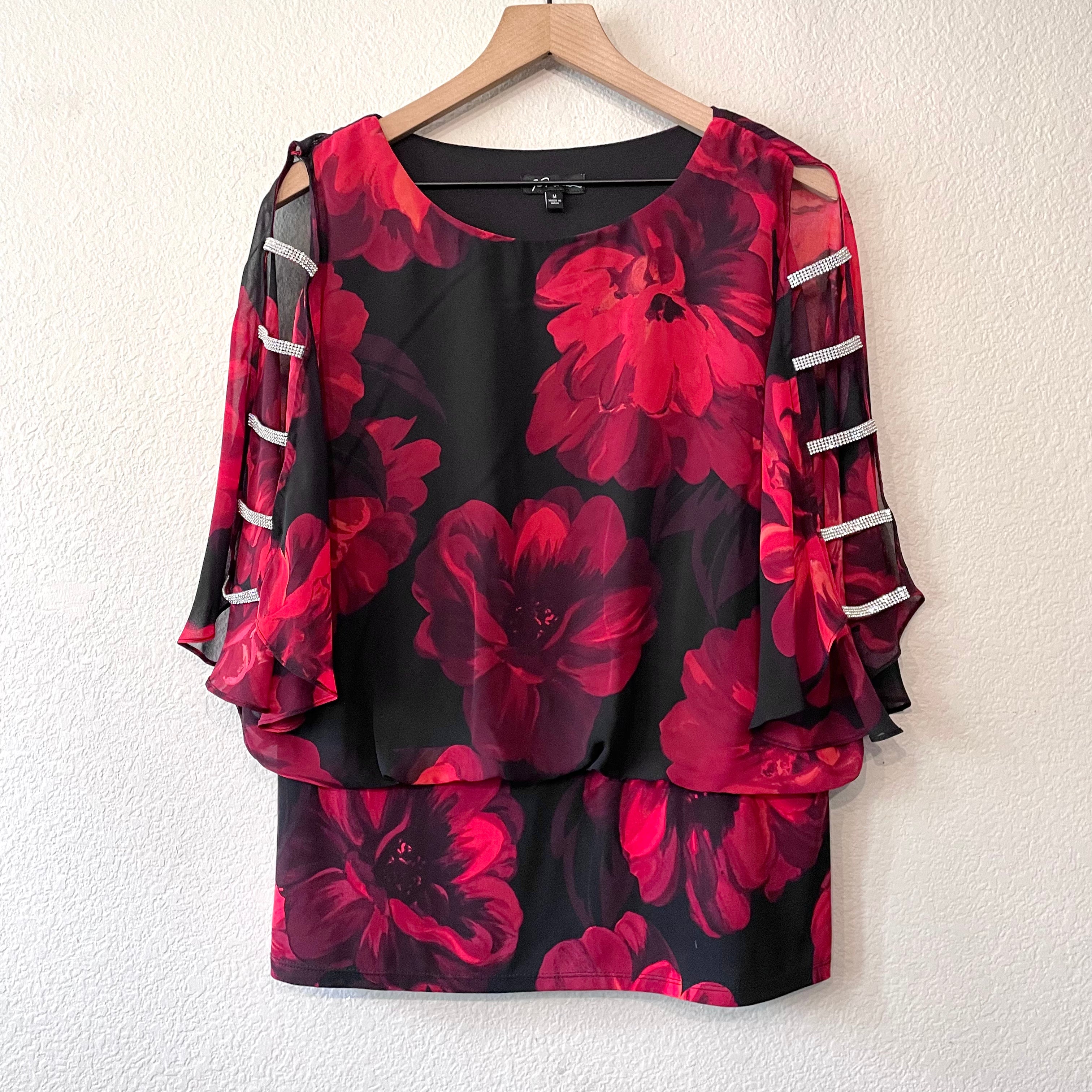 Floral Rhinestone Blouse