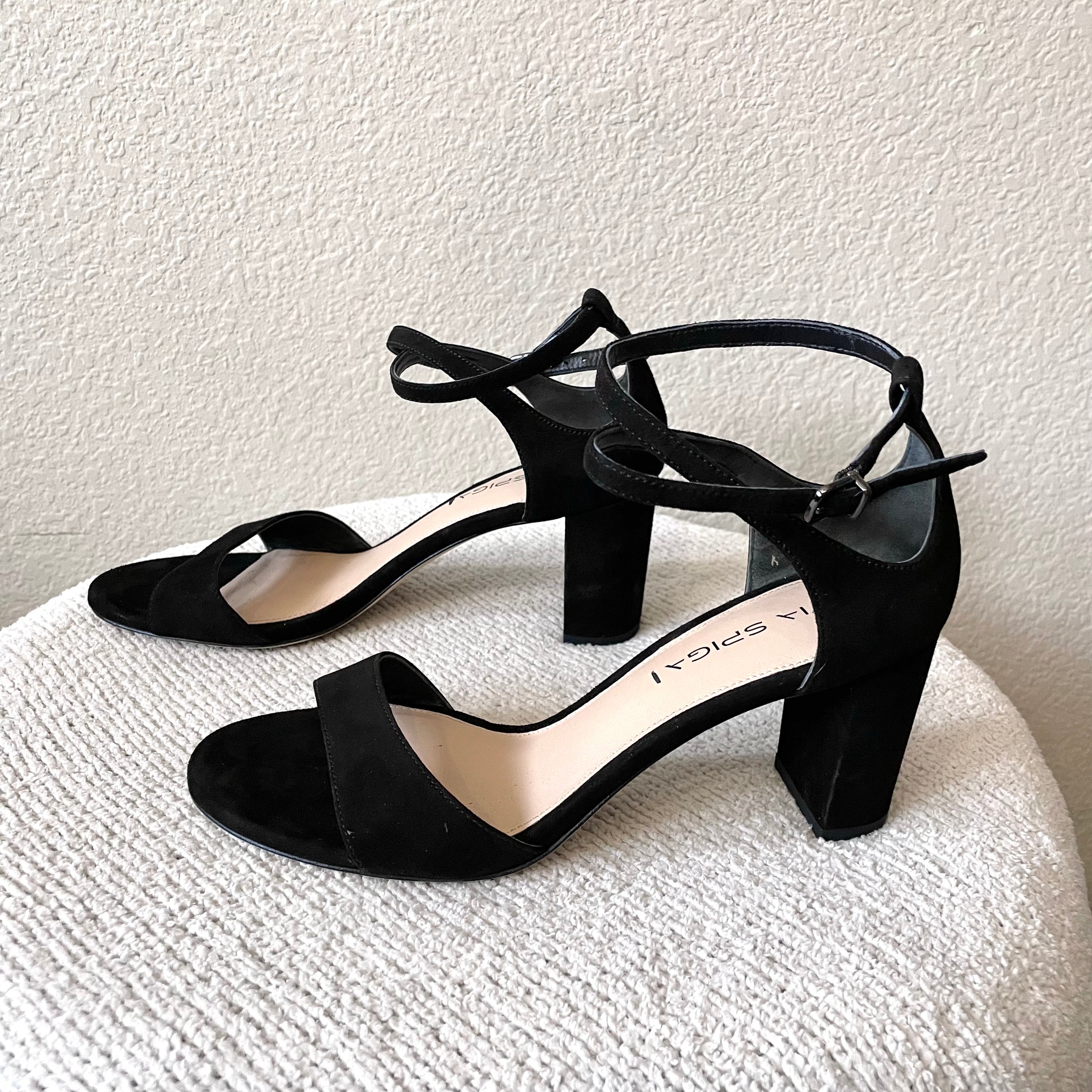 Suede Ankle Wrap Heels