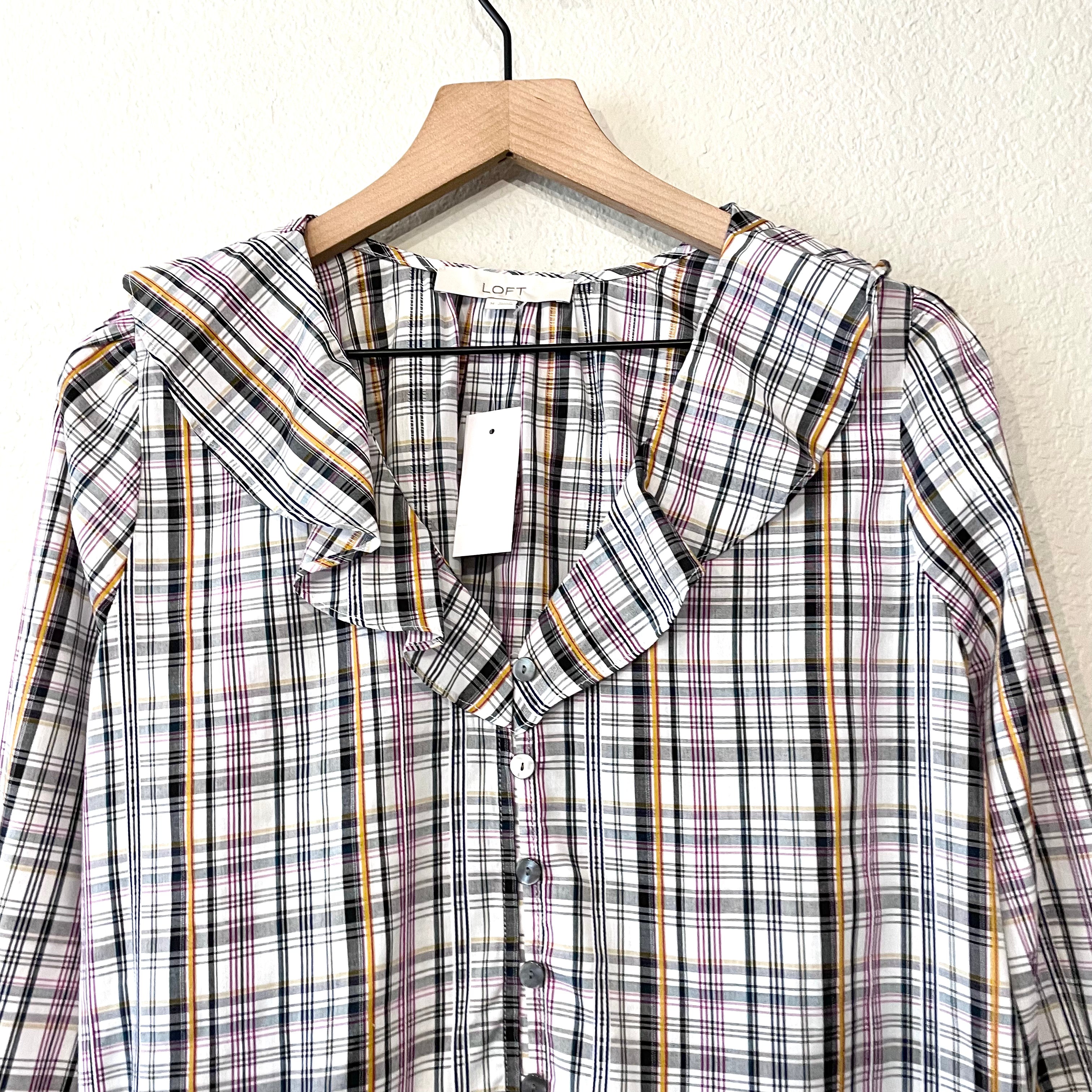 Plaid Bell Sleeve Button Up