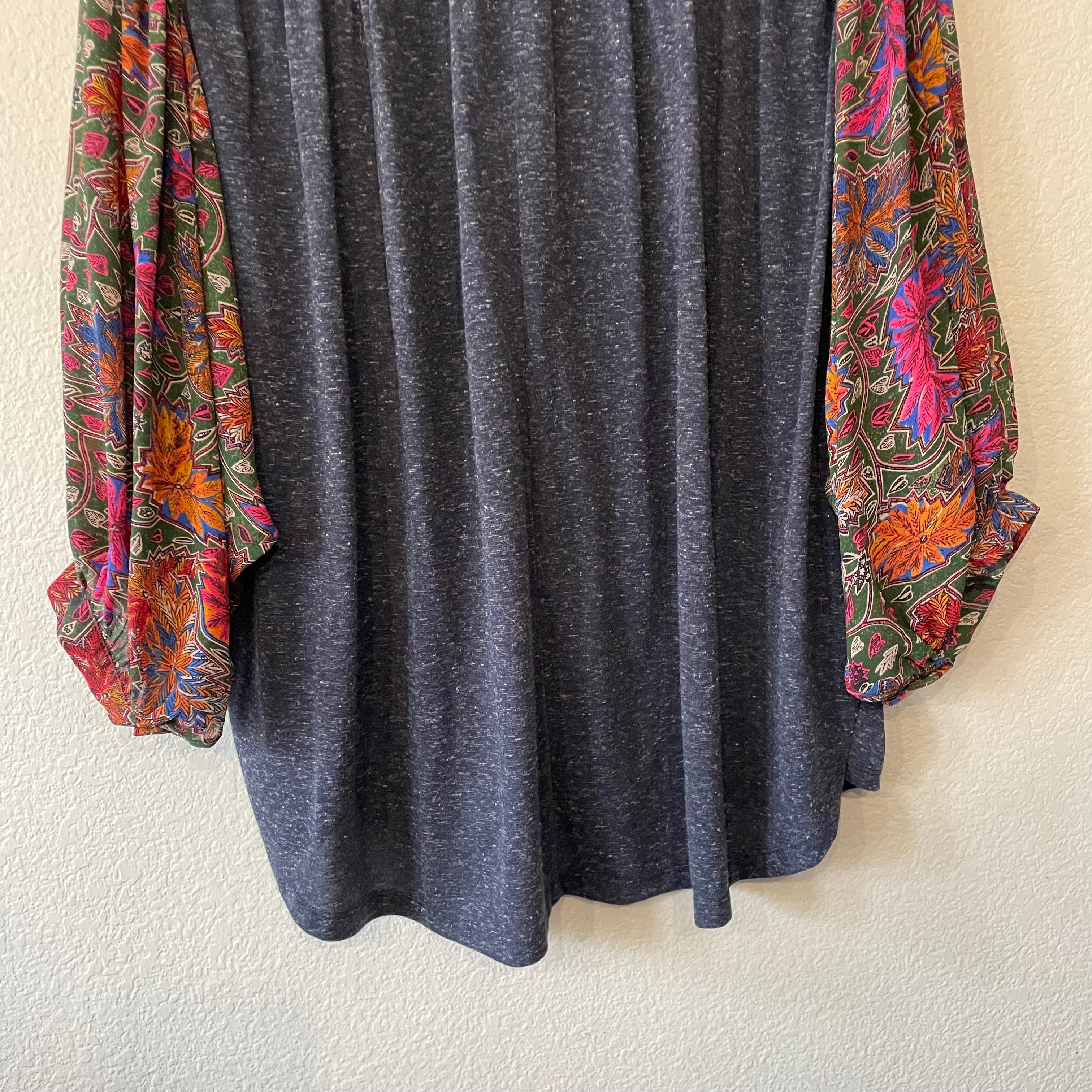 Henley Floral Batwing Top