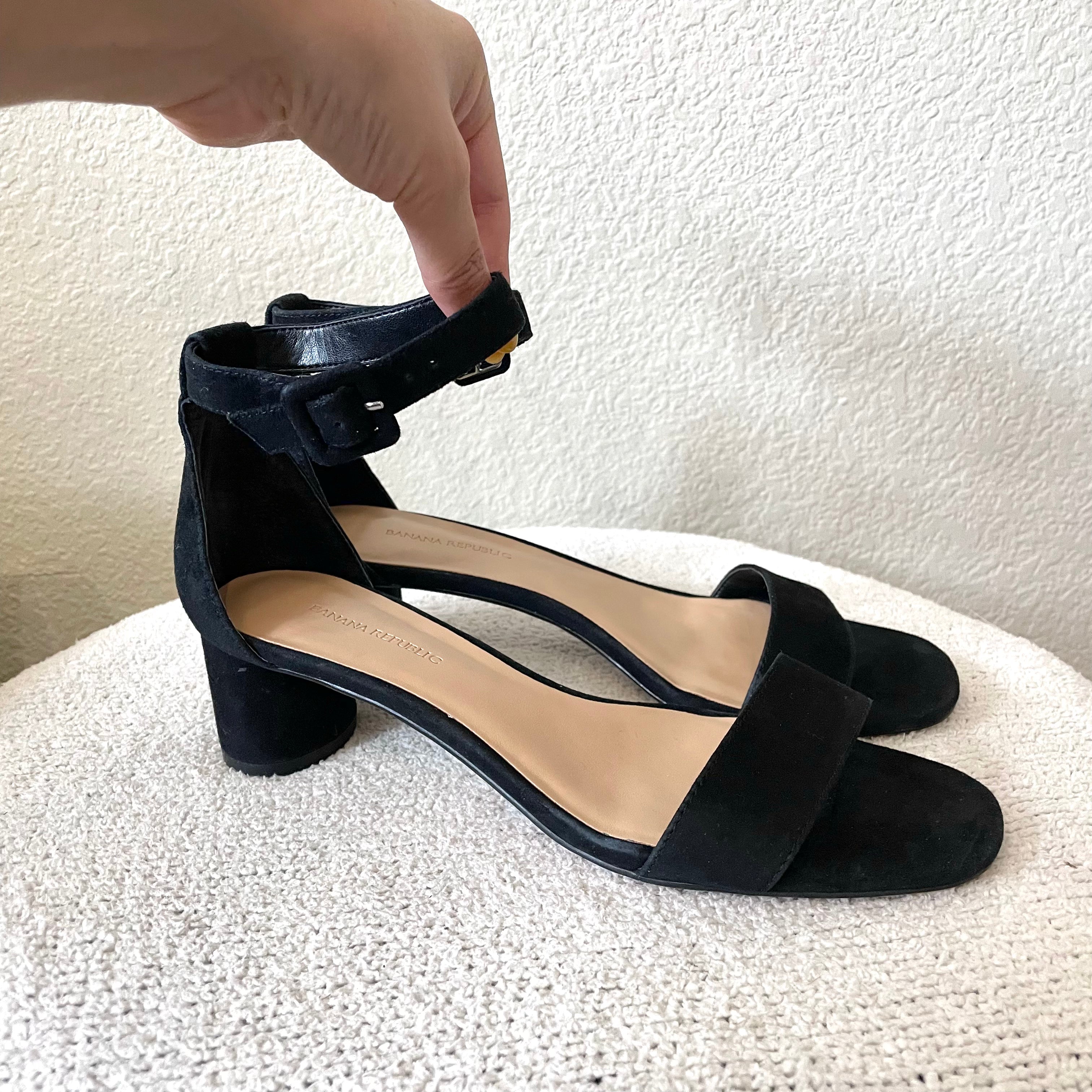 Suede Low Block Heel