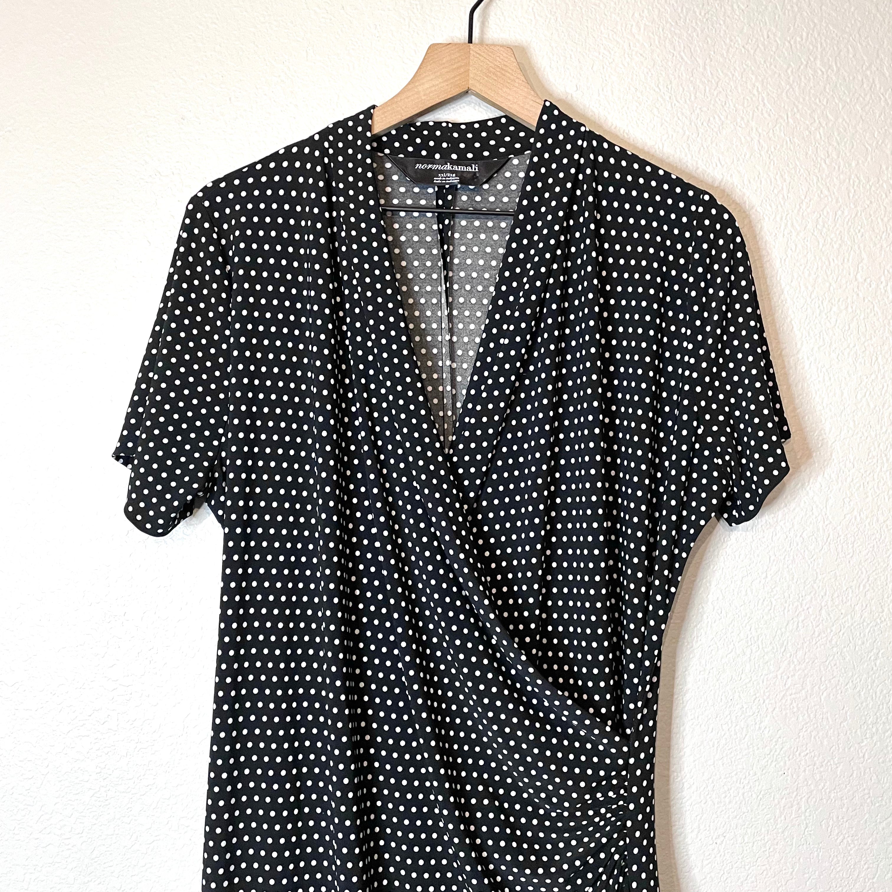 Polka Dot Faux Wrap Dress