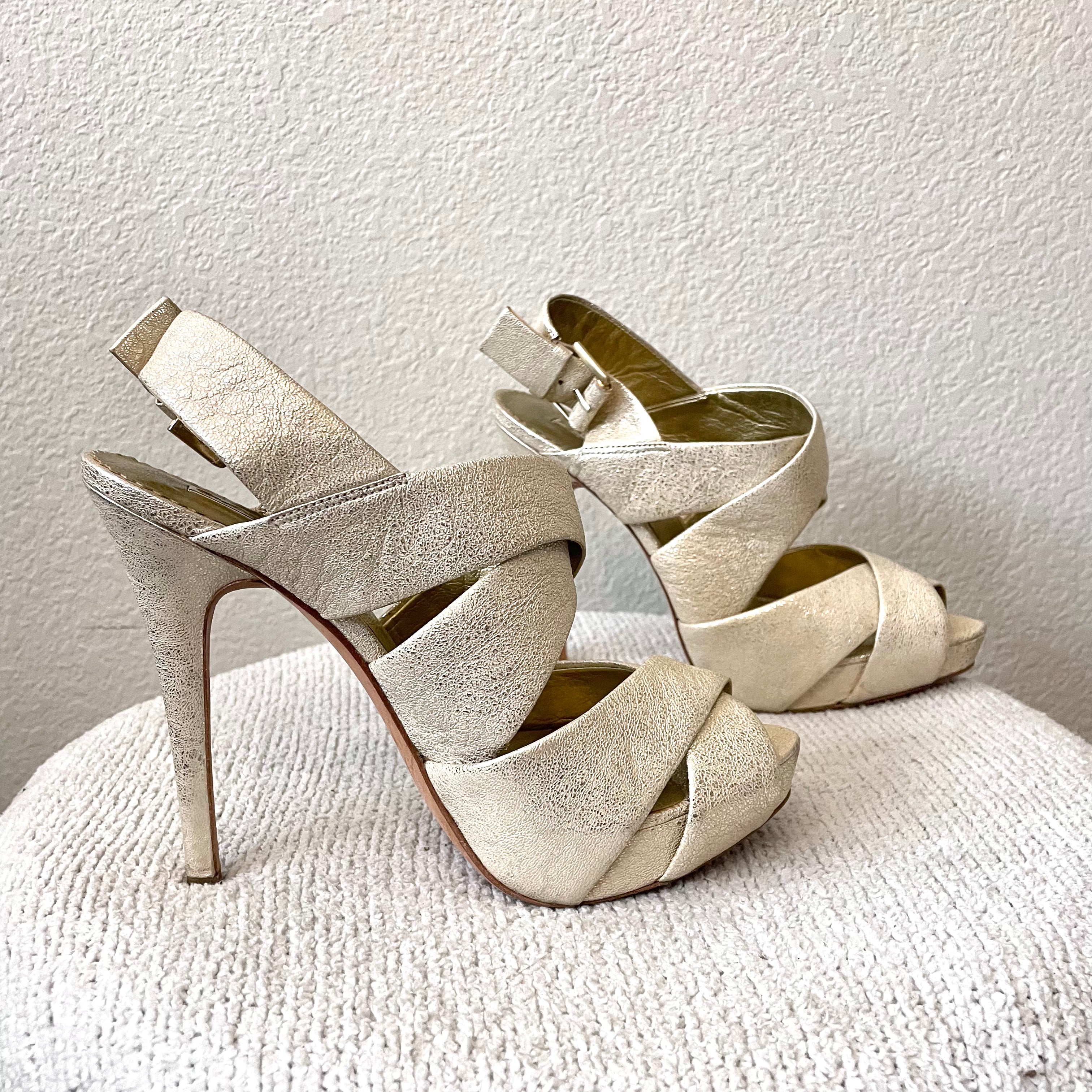 Metallic Open Toe Heels