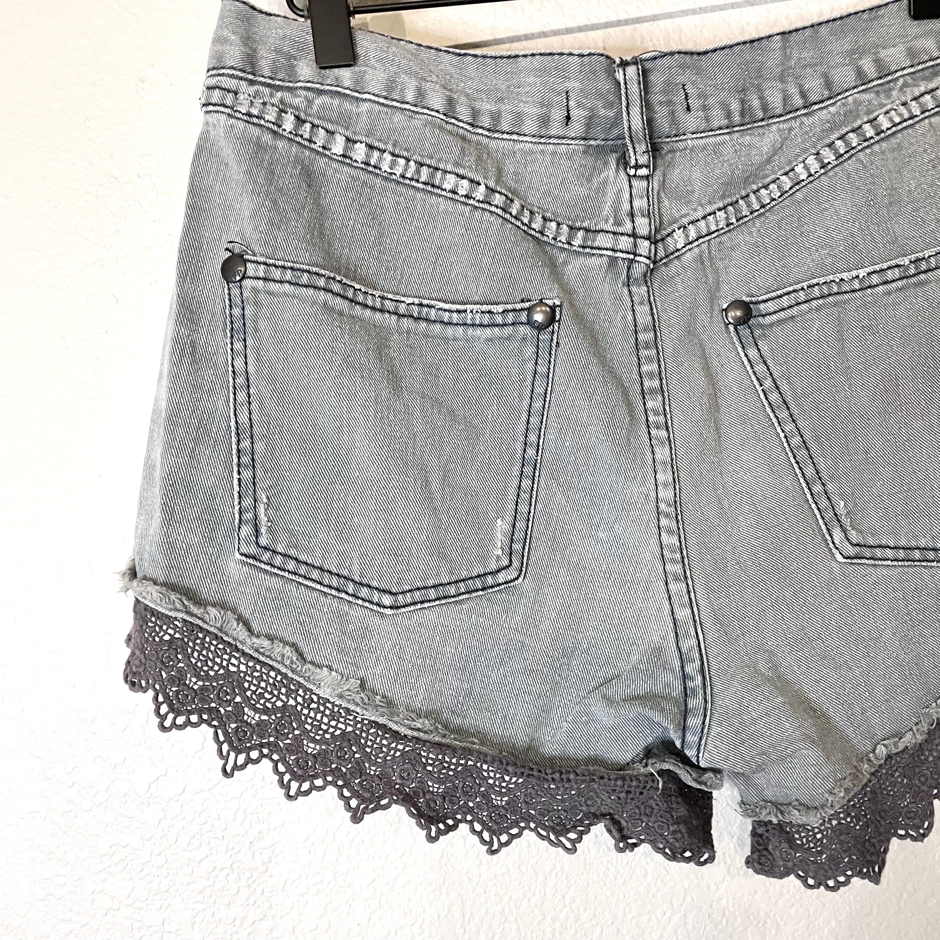 Lace Trim Jean Shorts