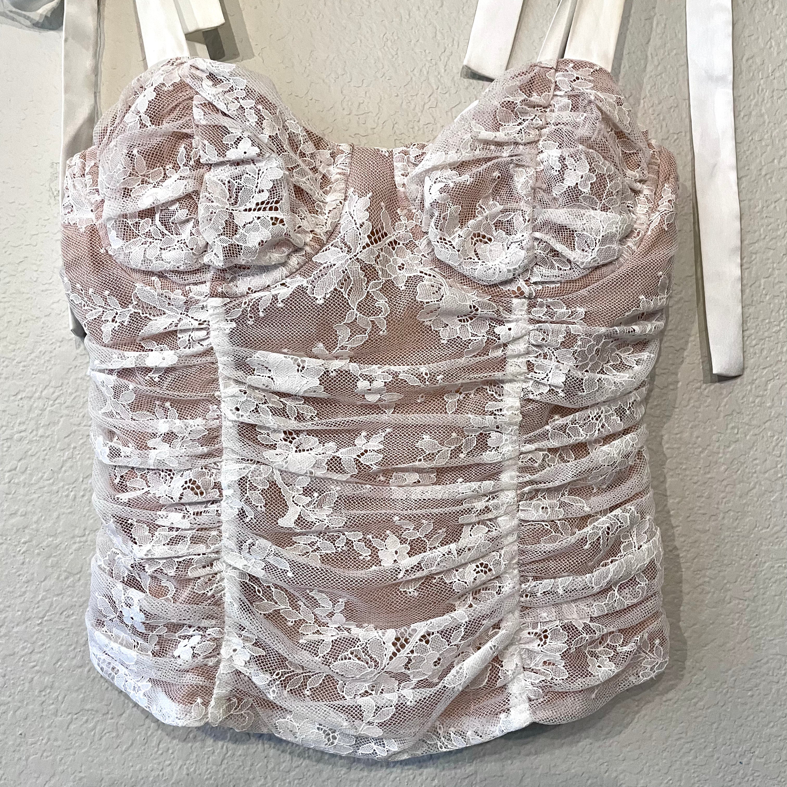 Lace Ribbon Tie Bustier