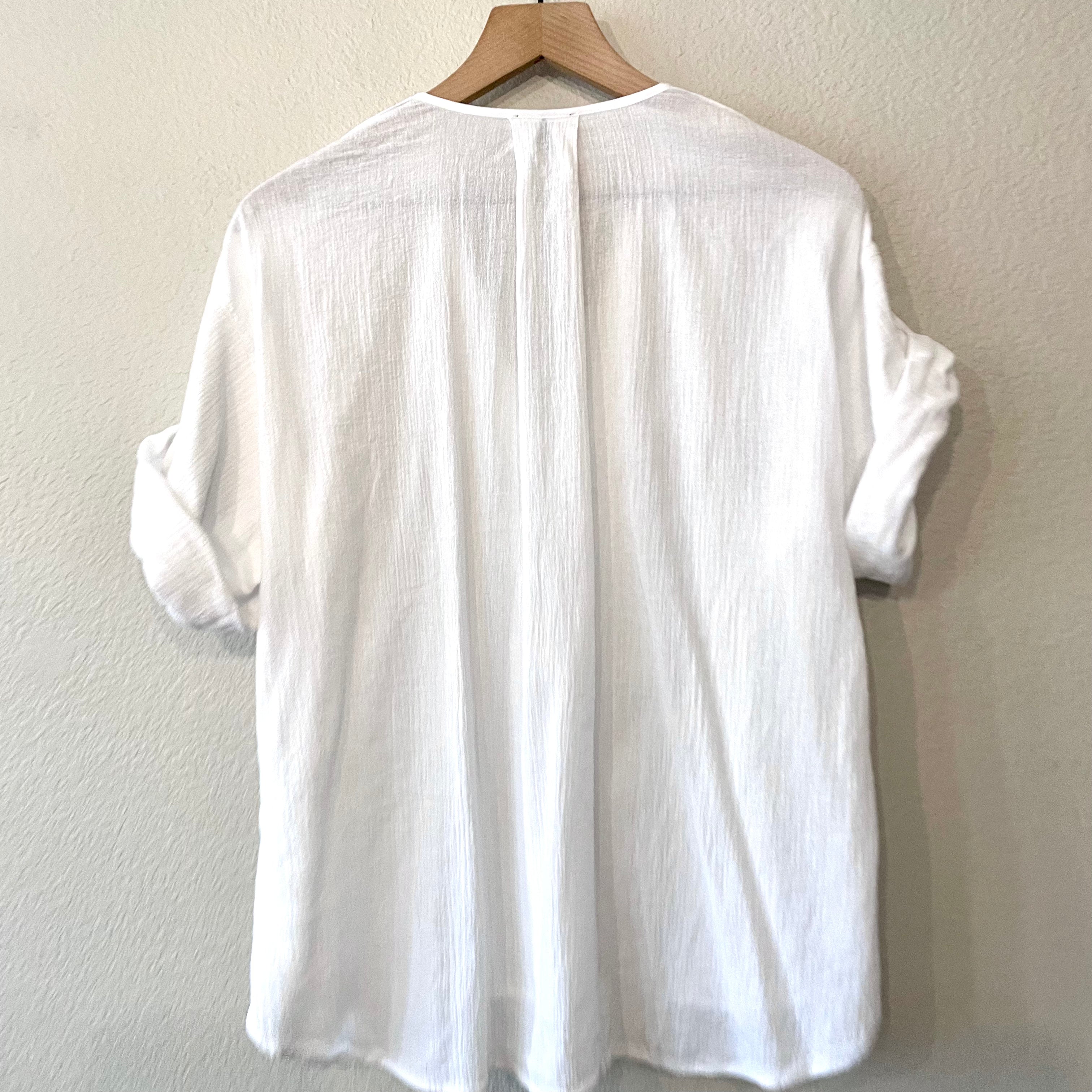 Rolled Sleeve Cotton Top