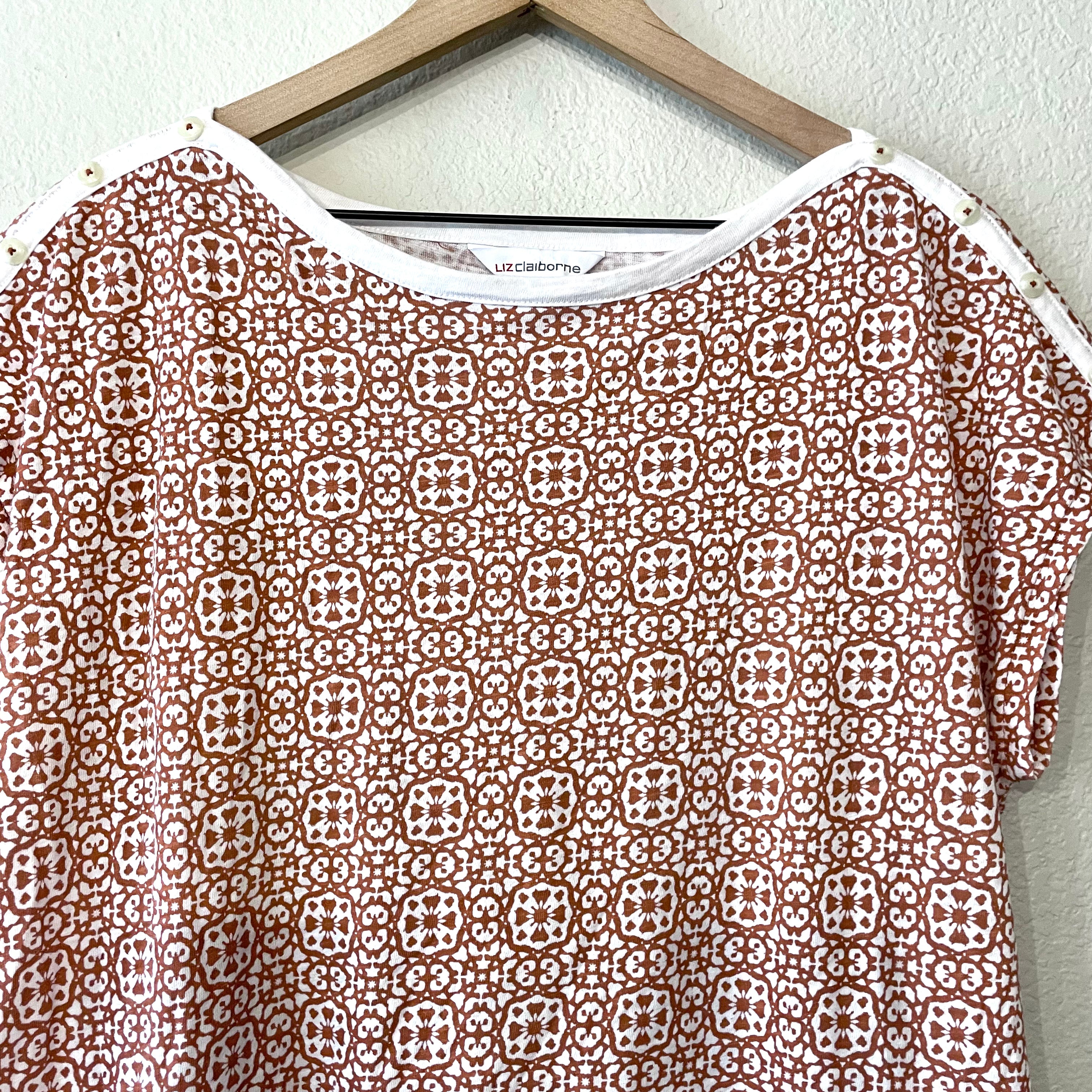 Geometric Button Shoulder Top