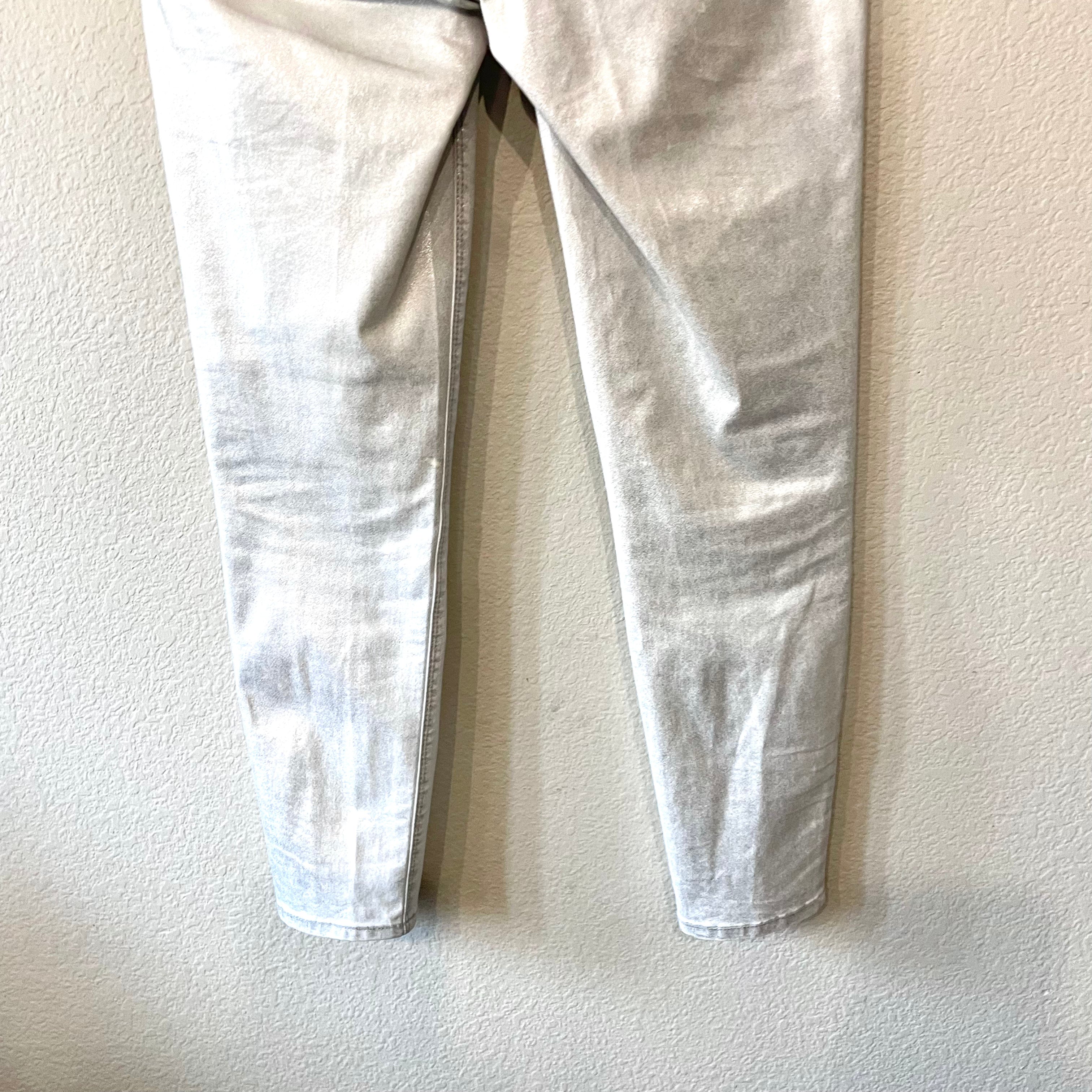 Metallic Skinny Ankle Jeans