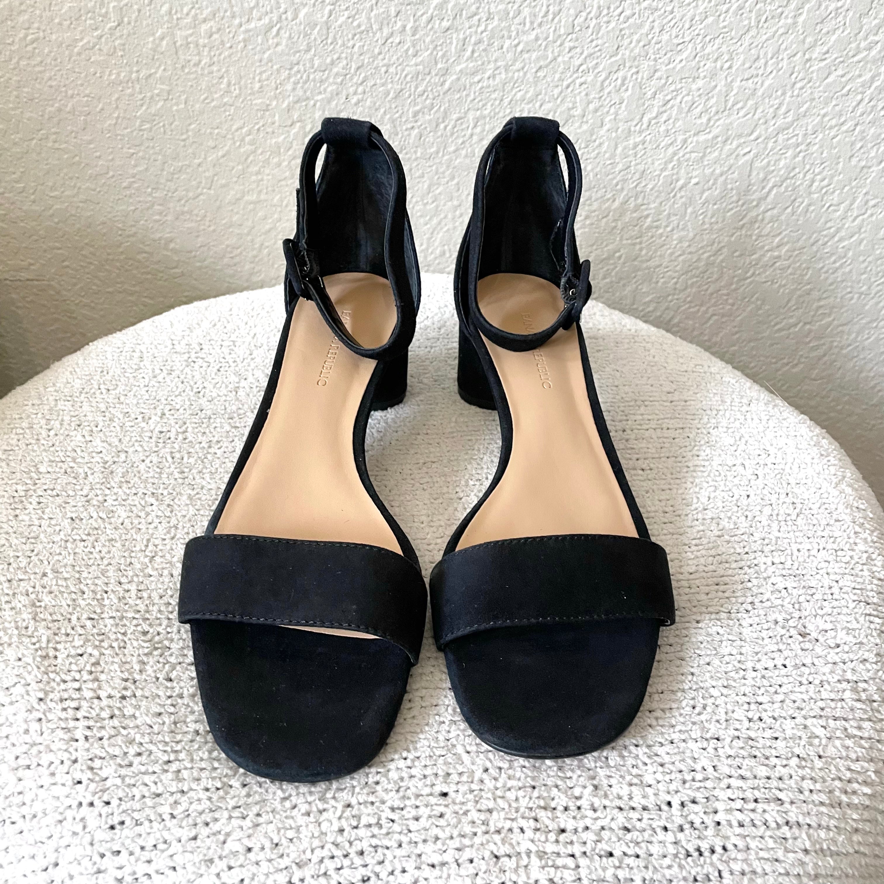 Suede Low Block Heel