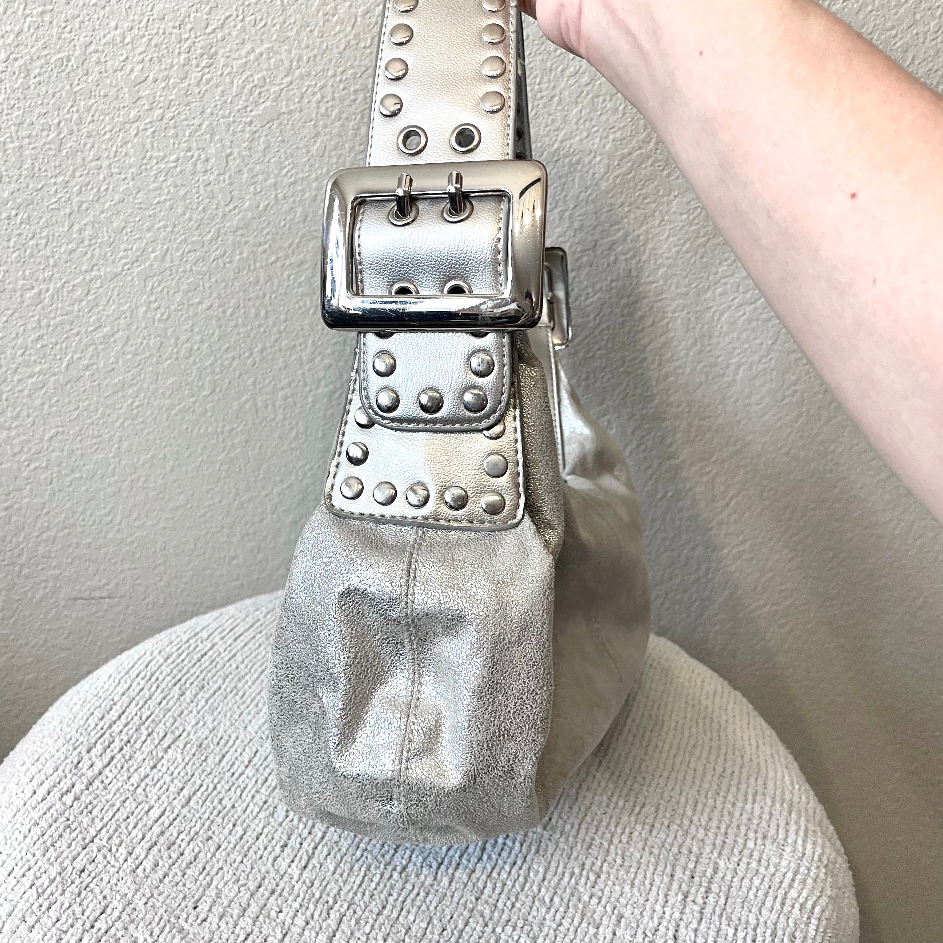 Faux Suede Buckle Shoulder Bag