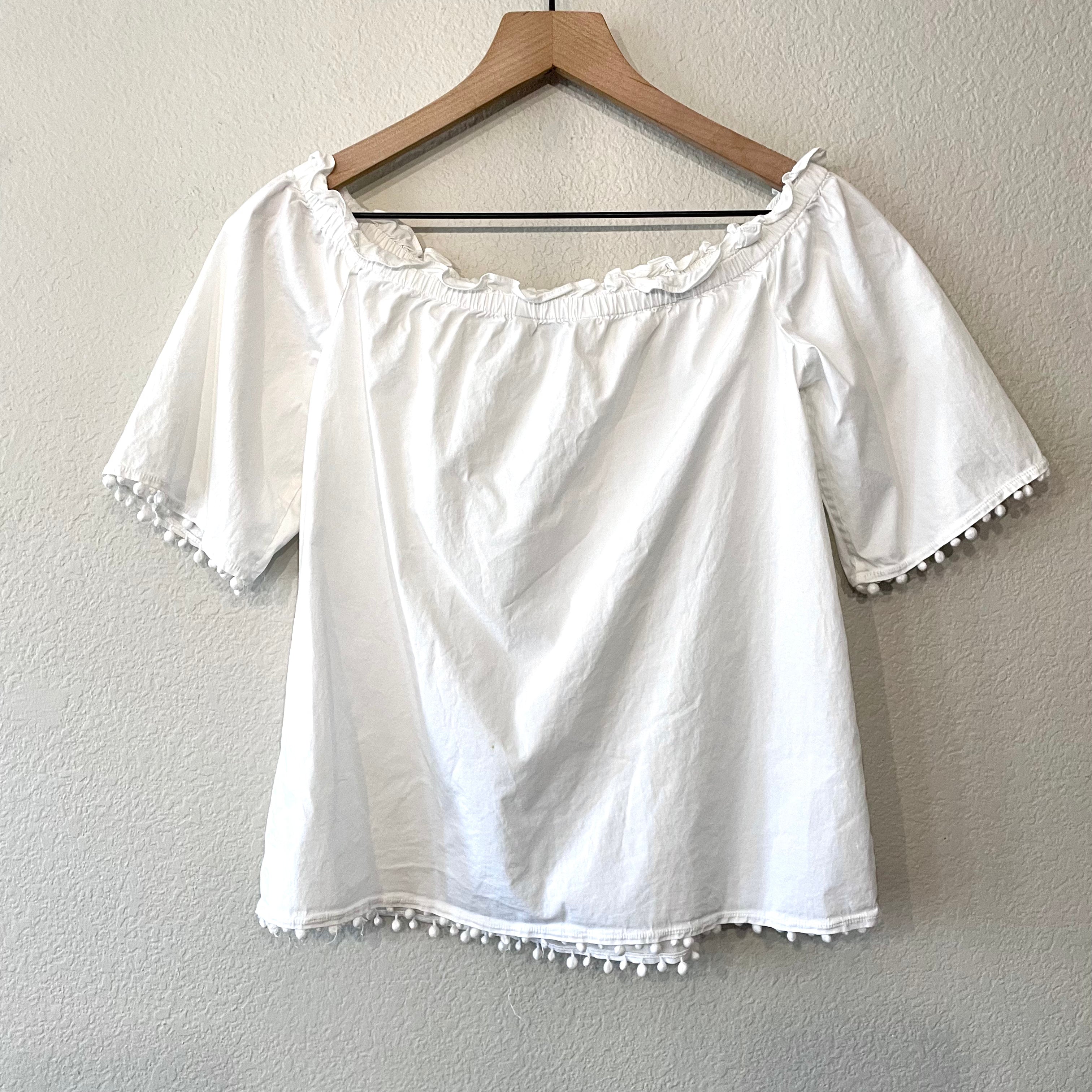 Pom Pom Off Shoulder Top